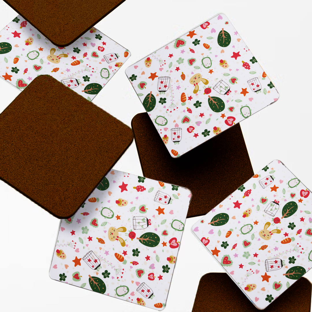 Wooden Coasters (Set of 4) - Cupid's Garden