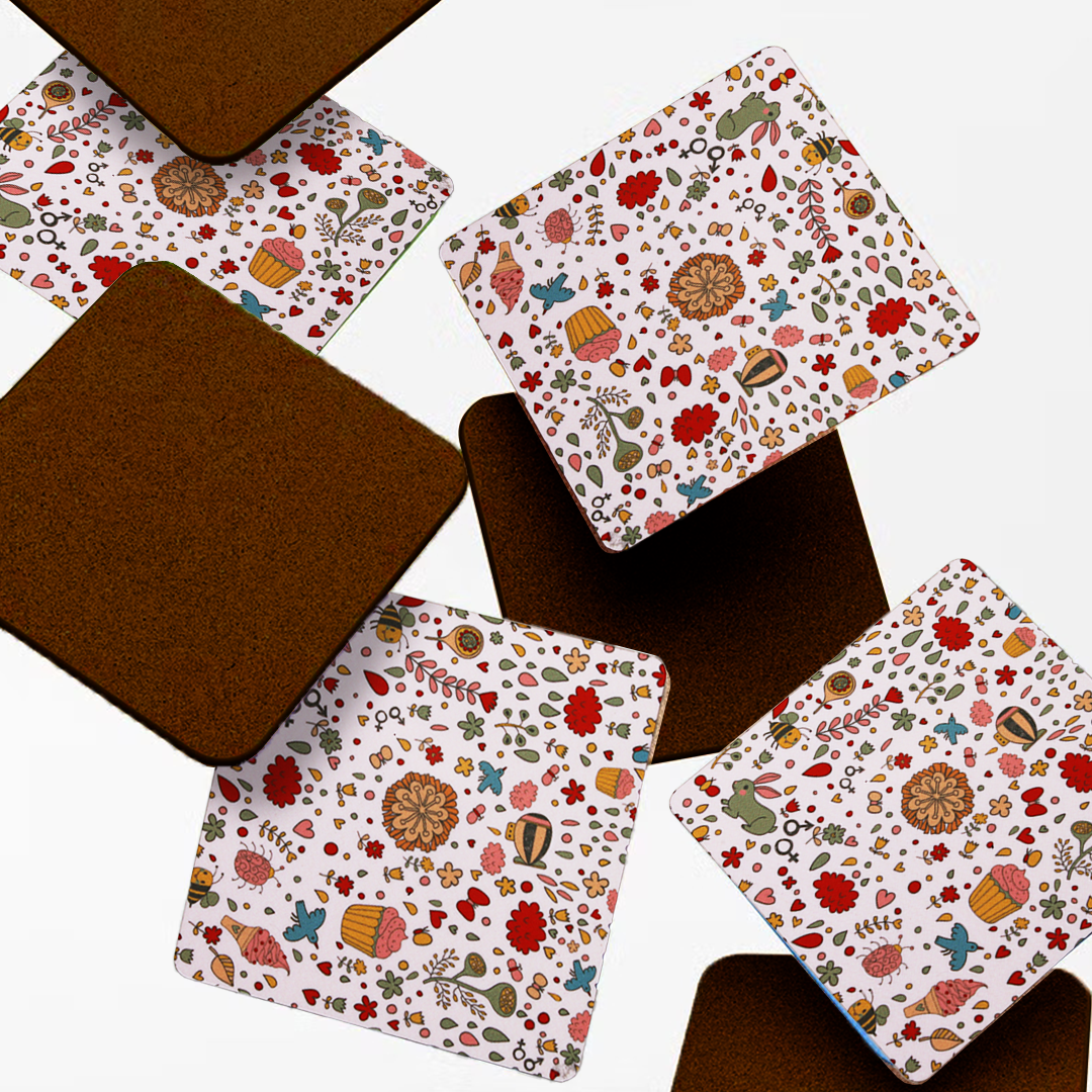 Wooden Coasters (Set of 4) - Love in Bloom