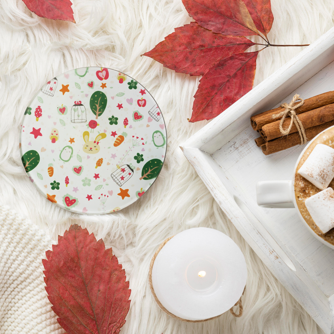 Glass Coasters (Set of 4) - Cupid's Garden