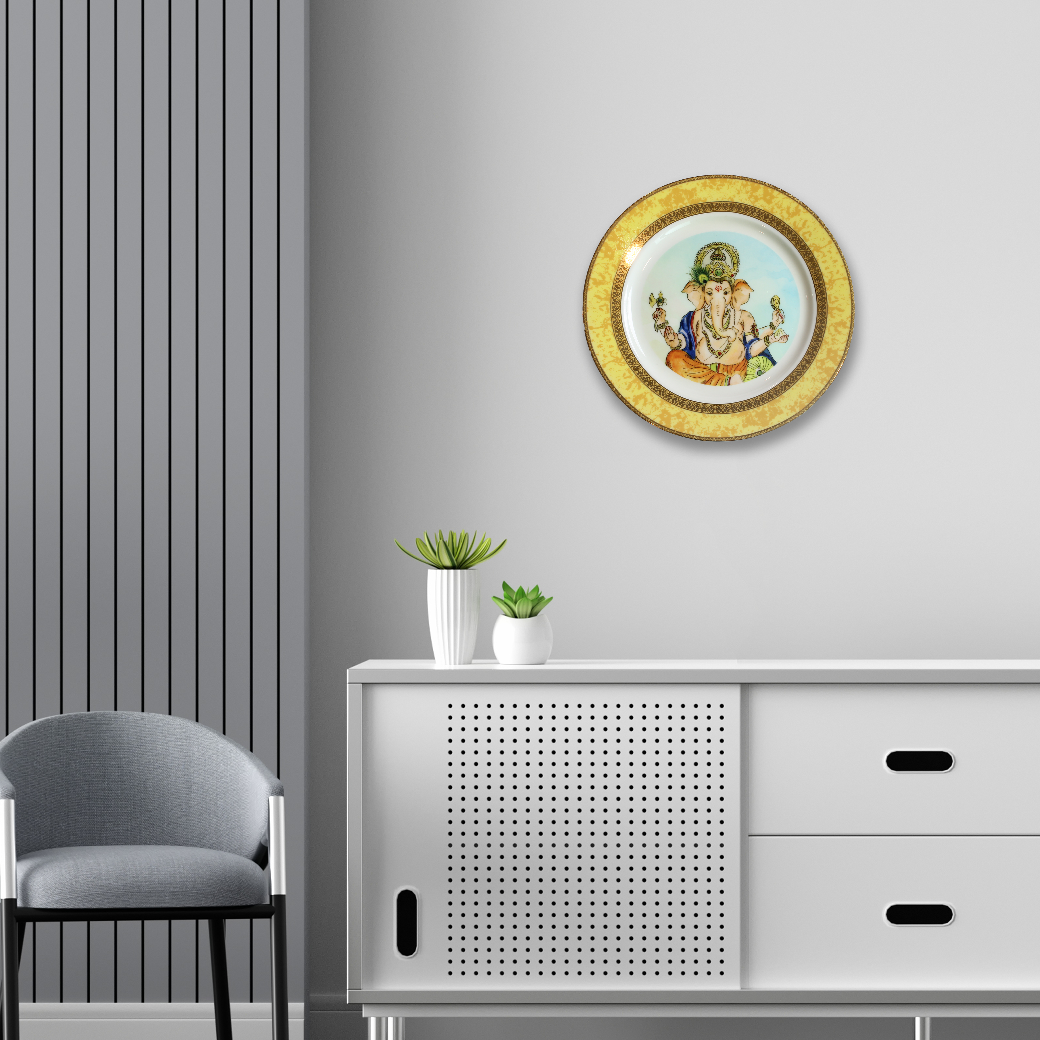 Decorative Wall Plate - Ganesha Gold Plated