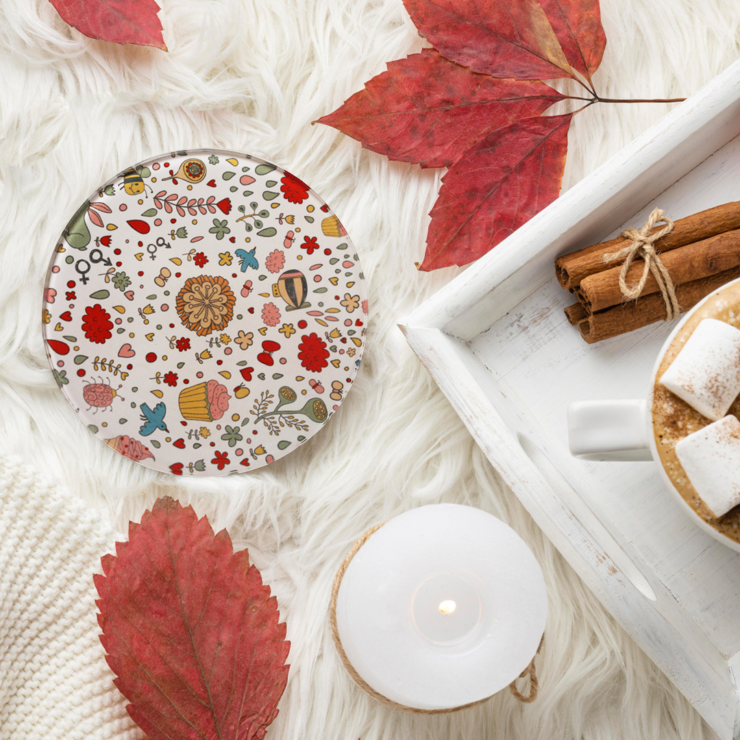 Glass Coasters (Set of 4) - Love in Bloom