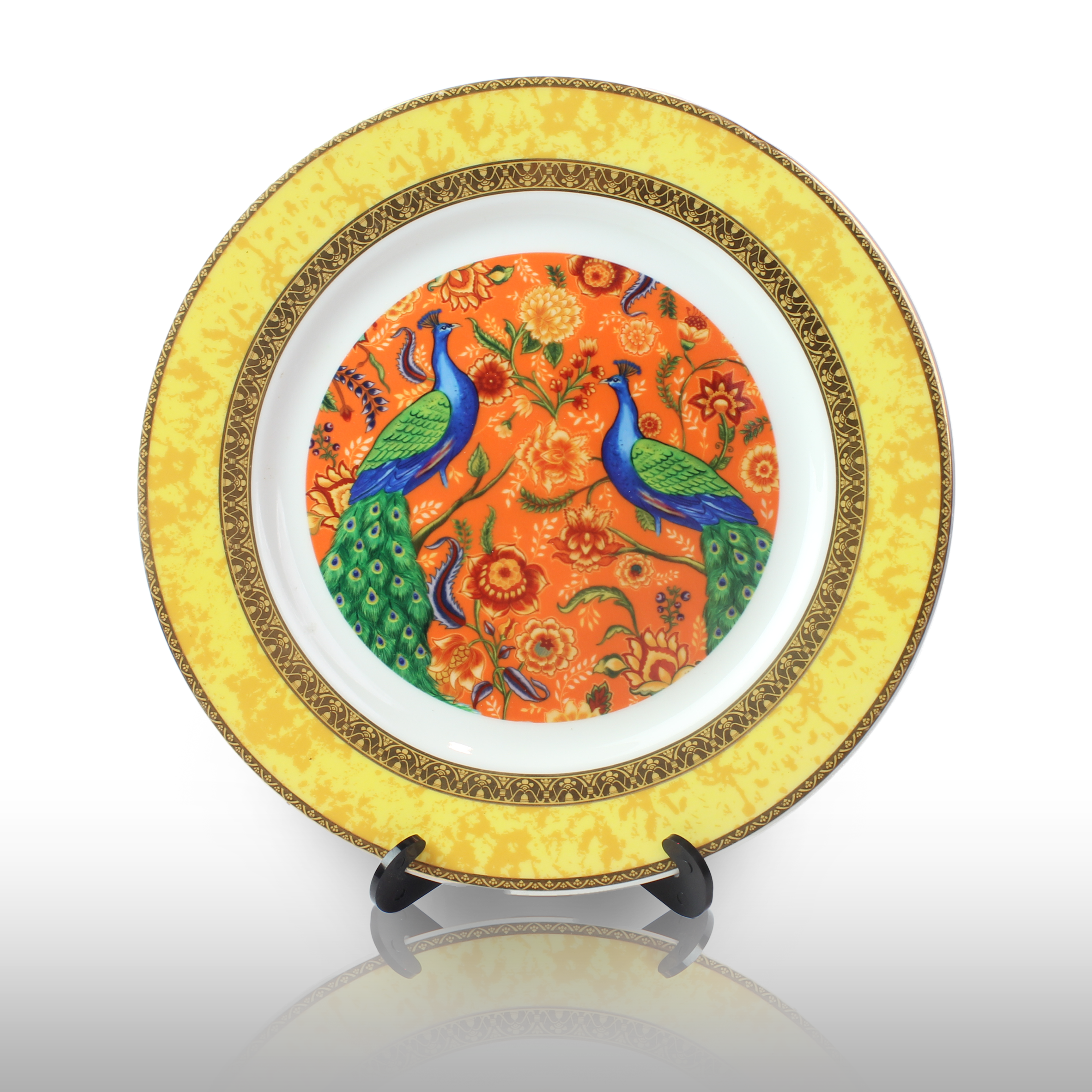 Decorative Wall Plate - Graceful Peacock Gold Plated