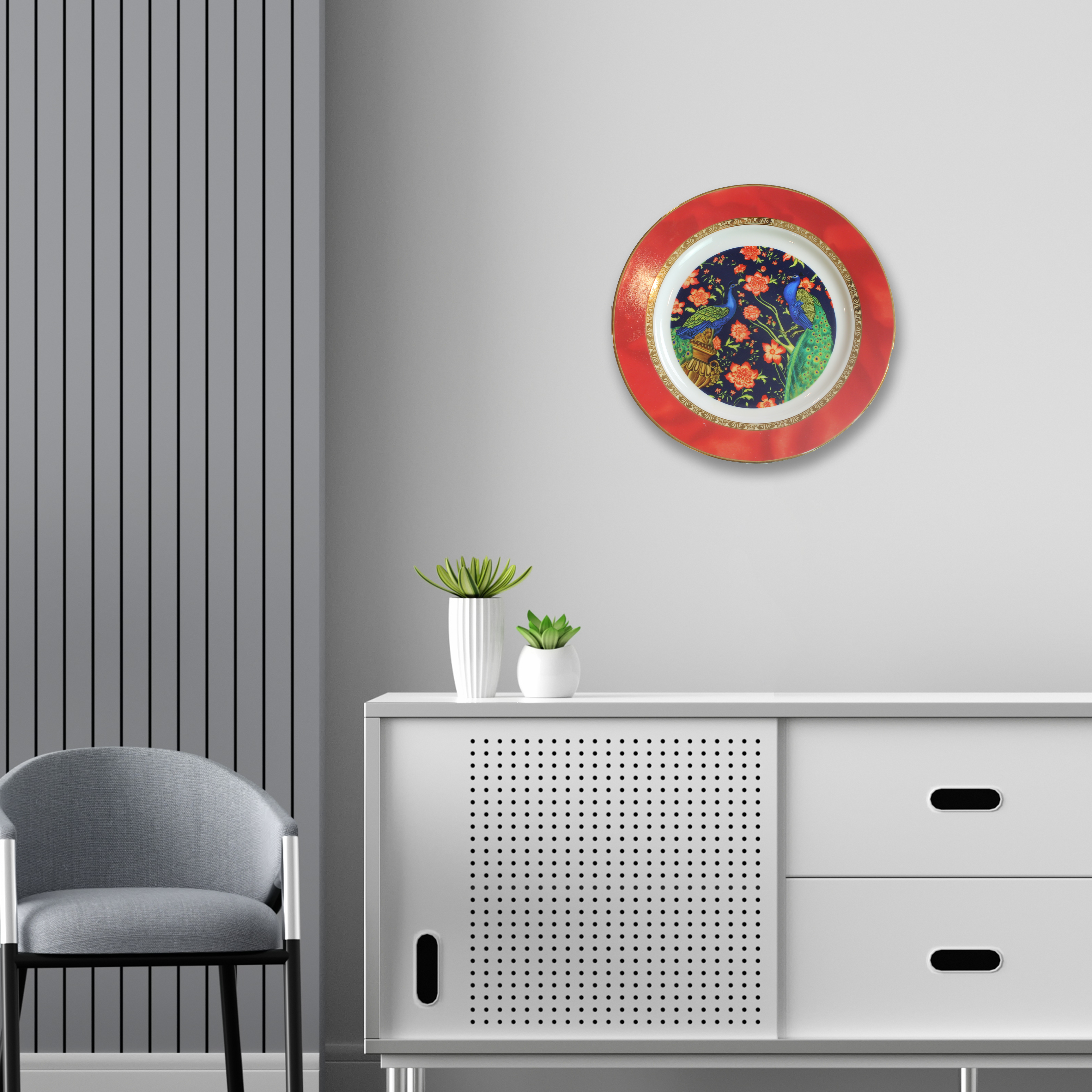 Decorative Wall Plate - Peacock Gold Plated