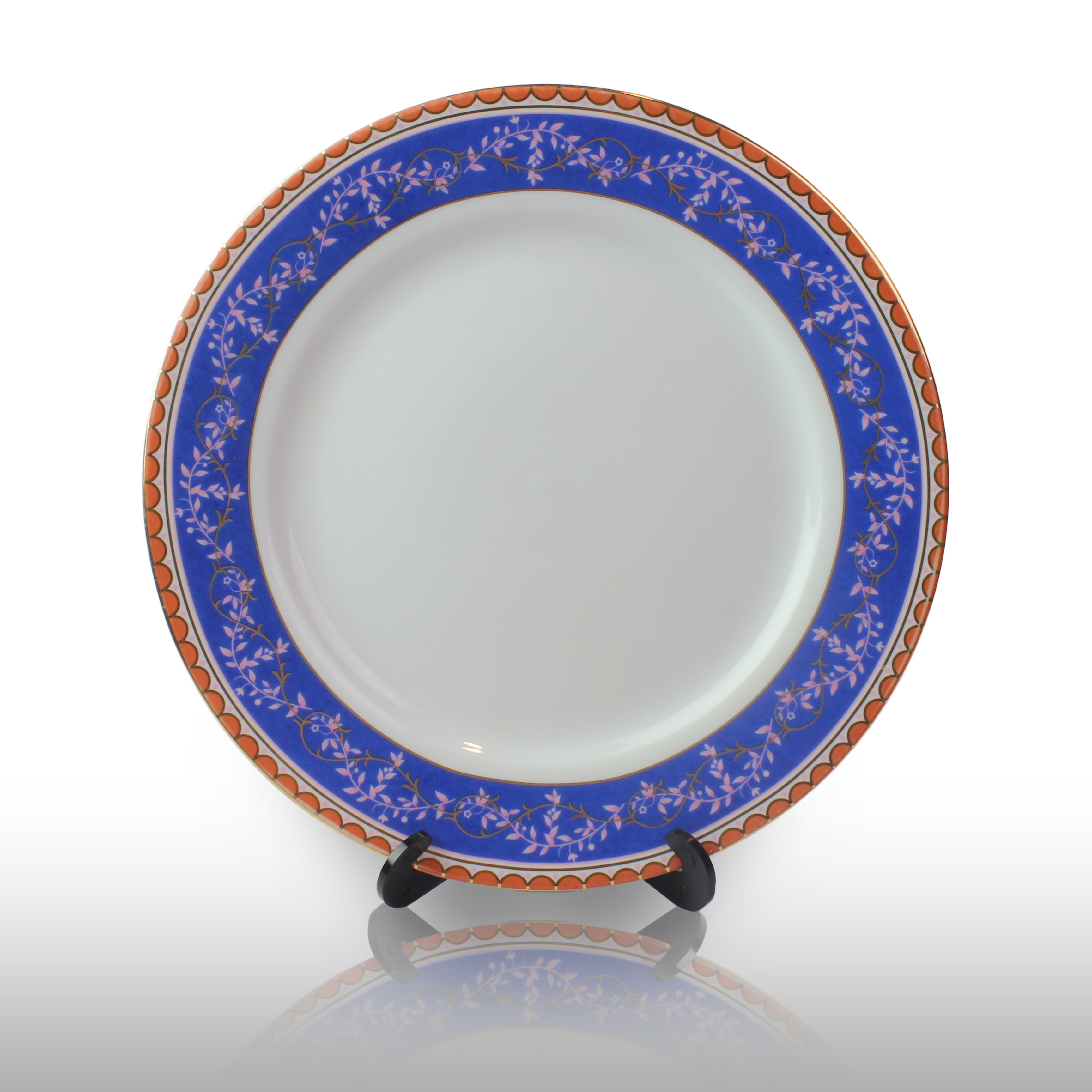 Decorative Wall Plate - Floral Azure Gold Plated