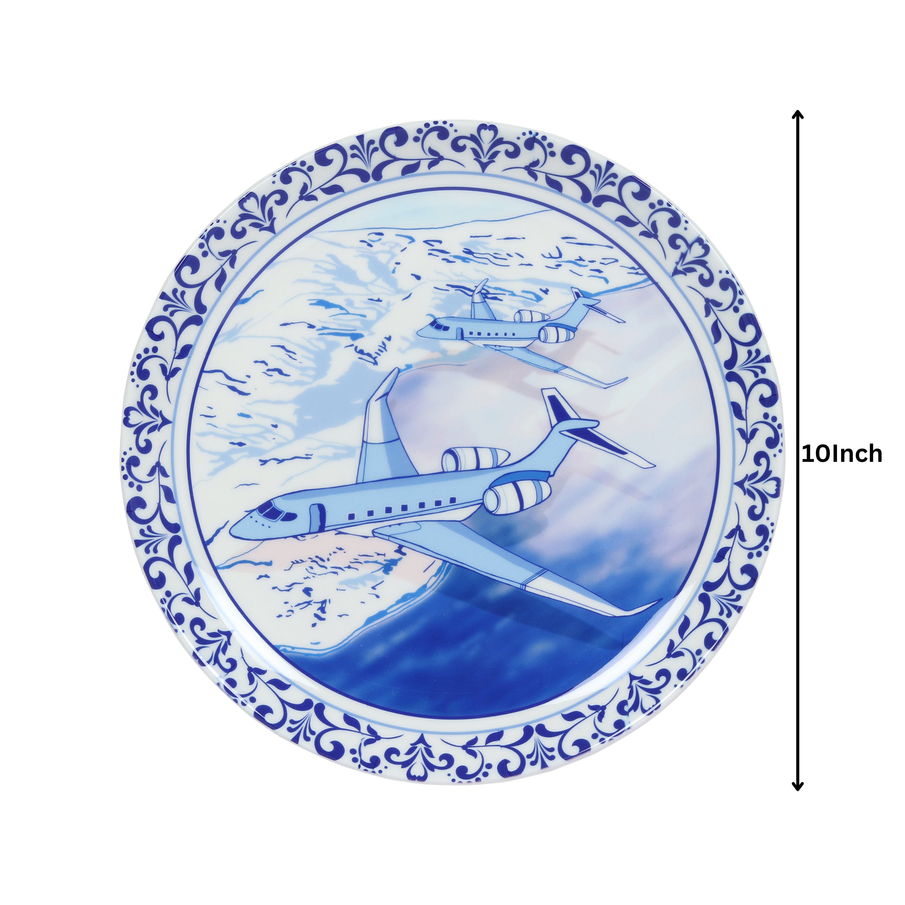 Decorative Wall Plates - Vintage Airplane Blue Pottery