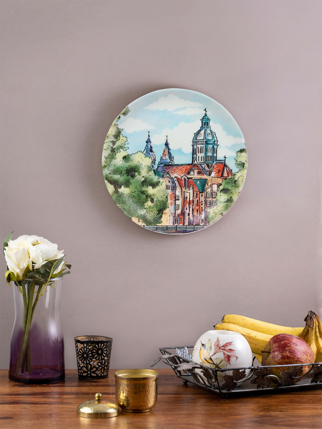 Decorative Wall Plate - European Architecture (Matte Finish)