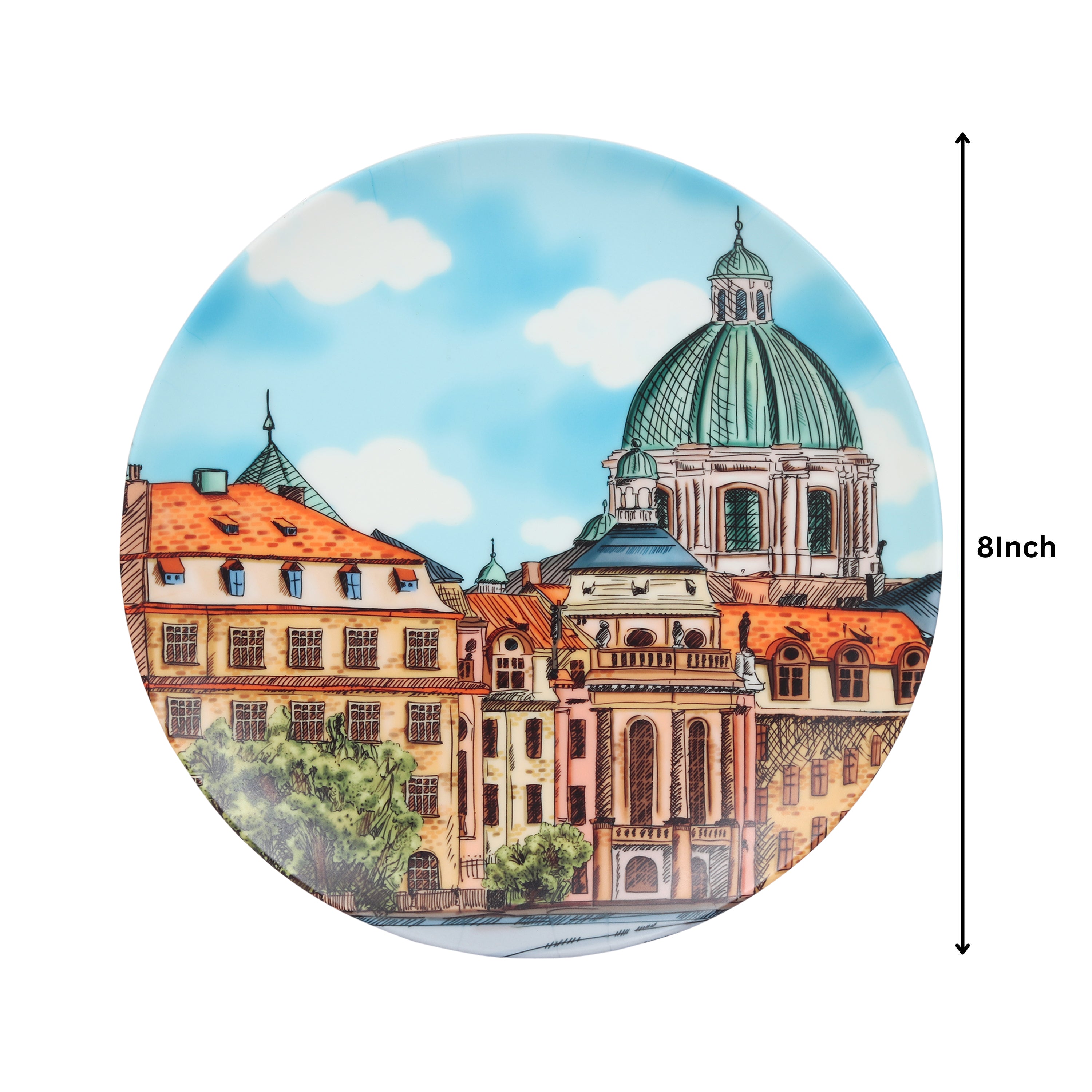 Decorative Wall Plate - European Architecture Prague ( Matte Finish)
