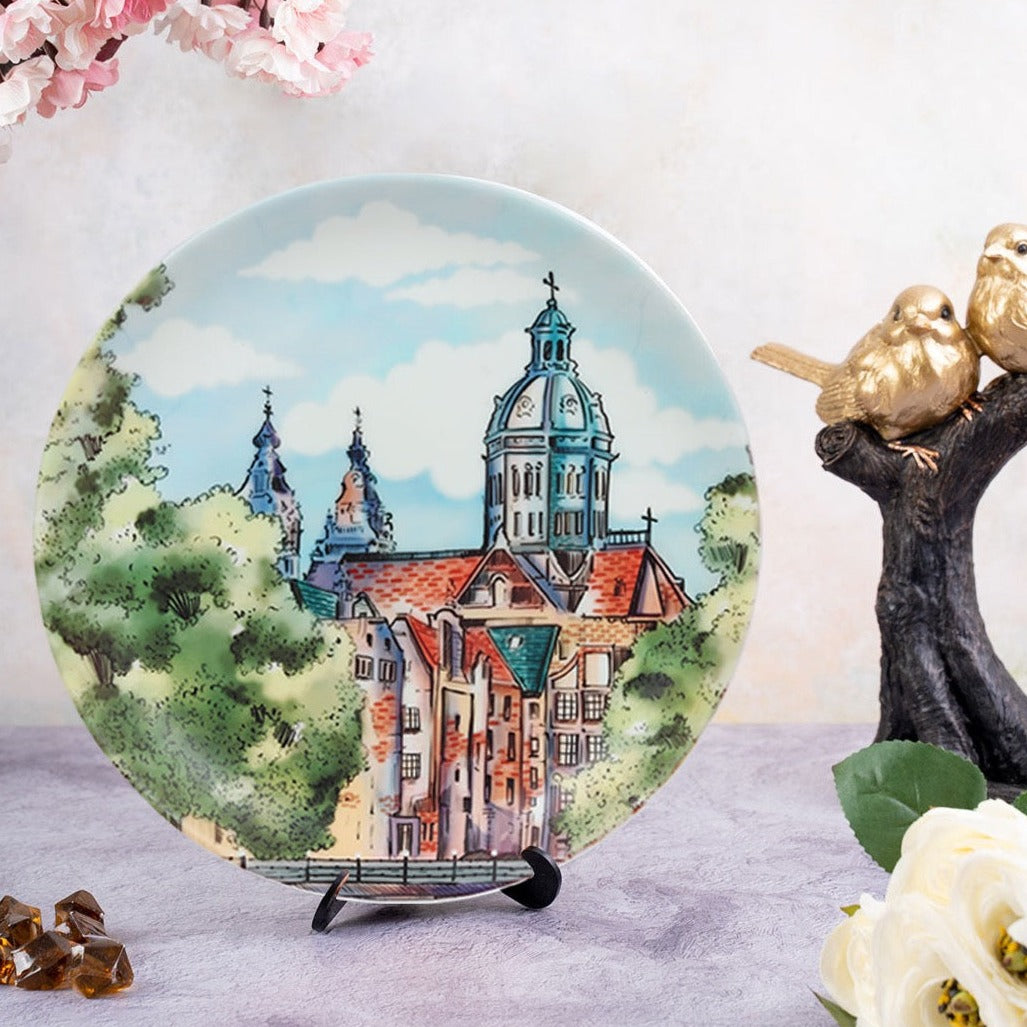 Decorative Wall Plate - European Architecture (Matte Finish)