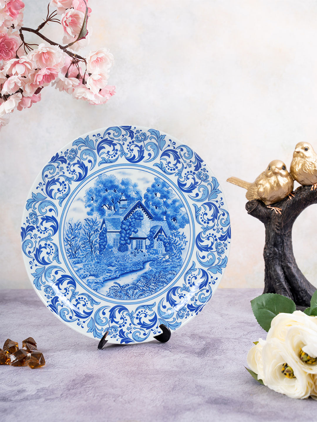 Decorative Wall Plate - Cottage Blue Pottery