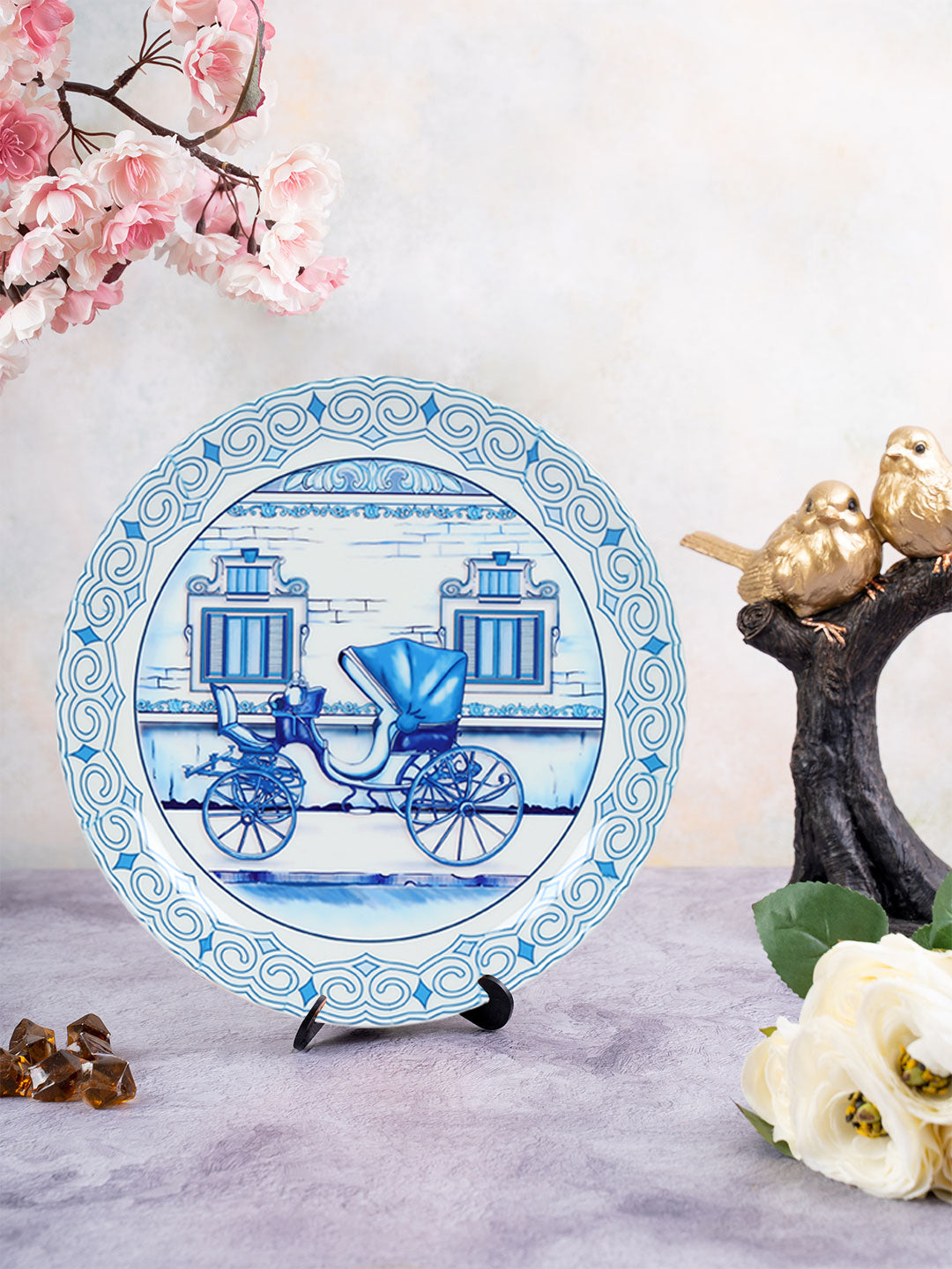 Decorative Wall Plate - Vintage Cart Blue Pottery