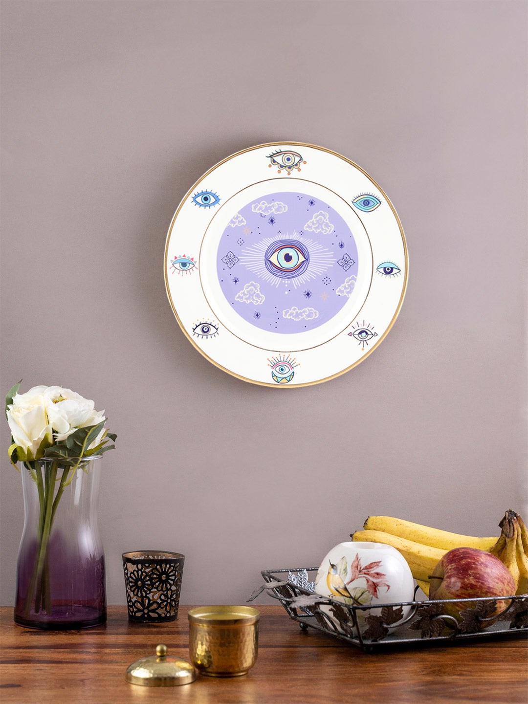 Decorative Wall Plate - Gold Evil Eye