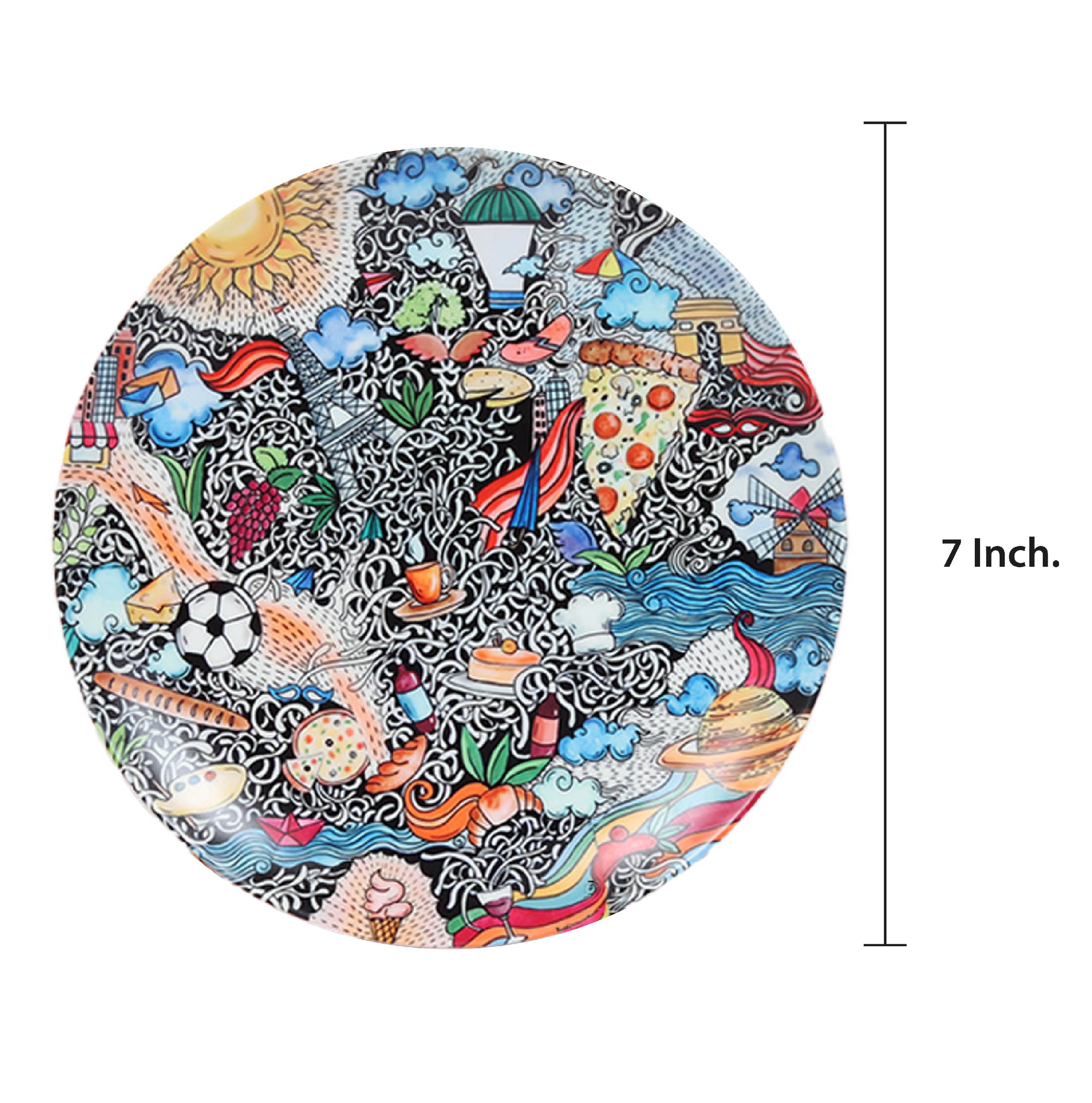 Decorative Wall Plate - Around the Sun Doodle Art (Matte Finish)