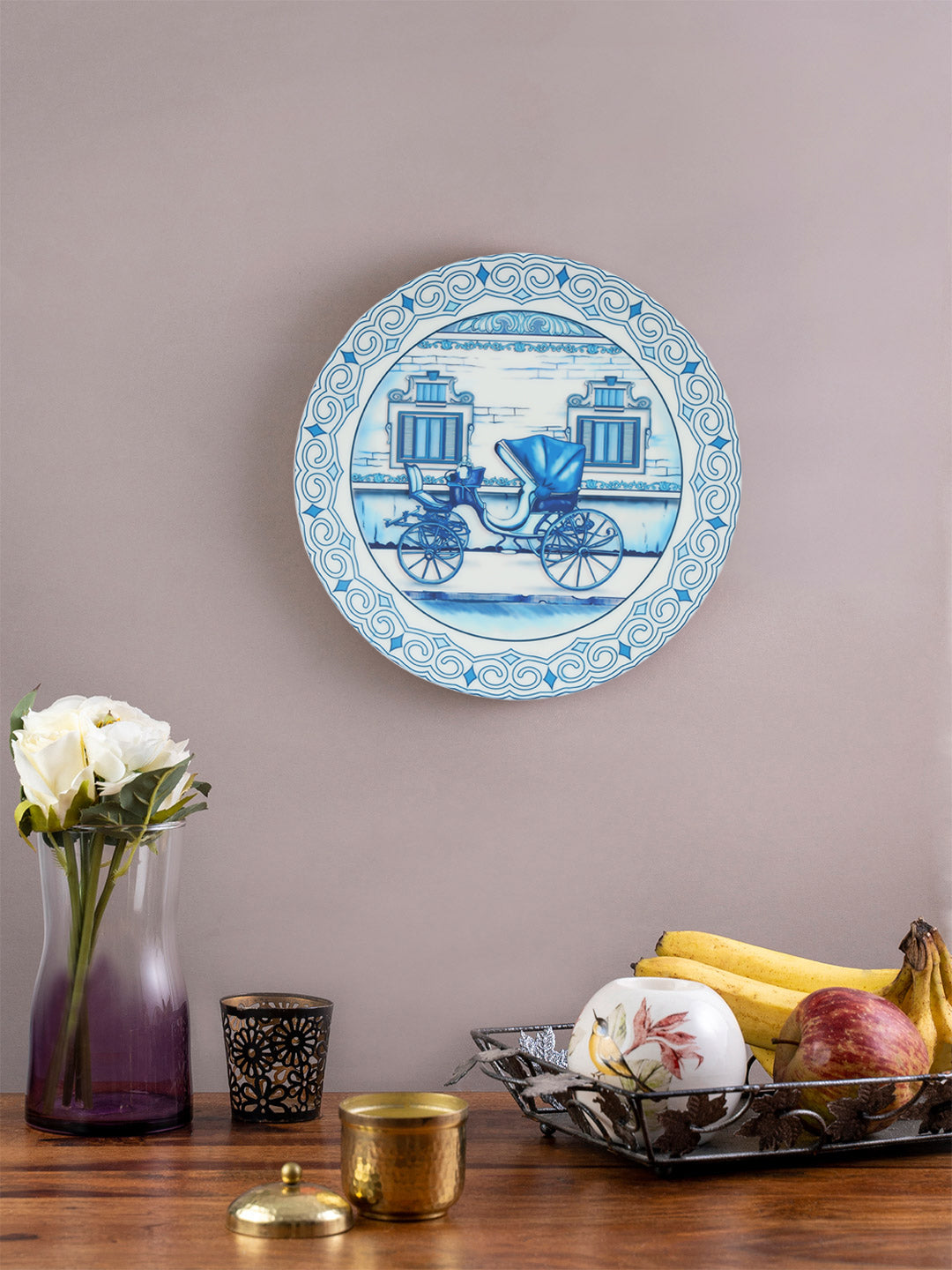 Decorative Wall Plate - Vintage Cart Blue Pottery