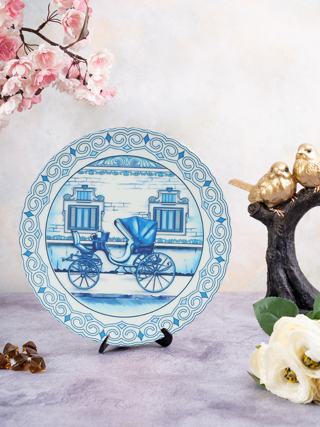 Decorative Wall Plate - Vintage Cart Blue Pottery