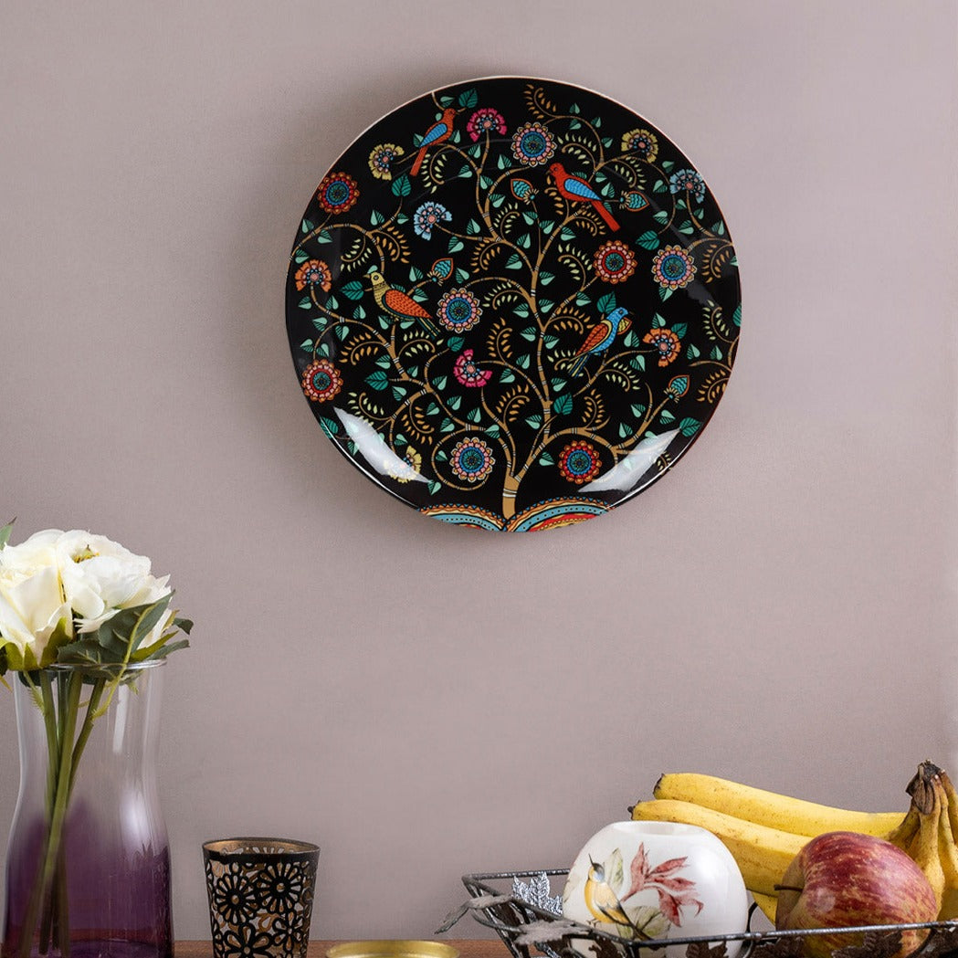Decorative Wall Plates - Madhubani Art Black