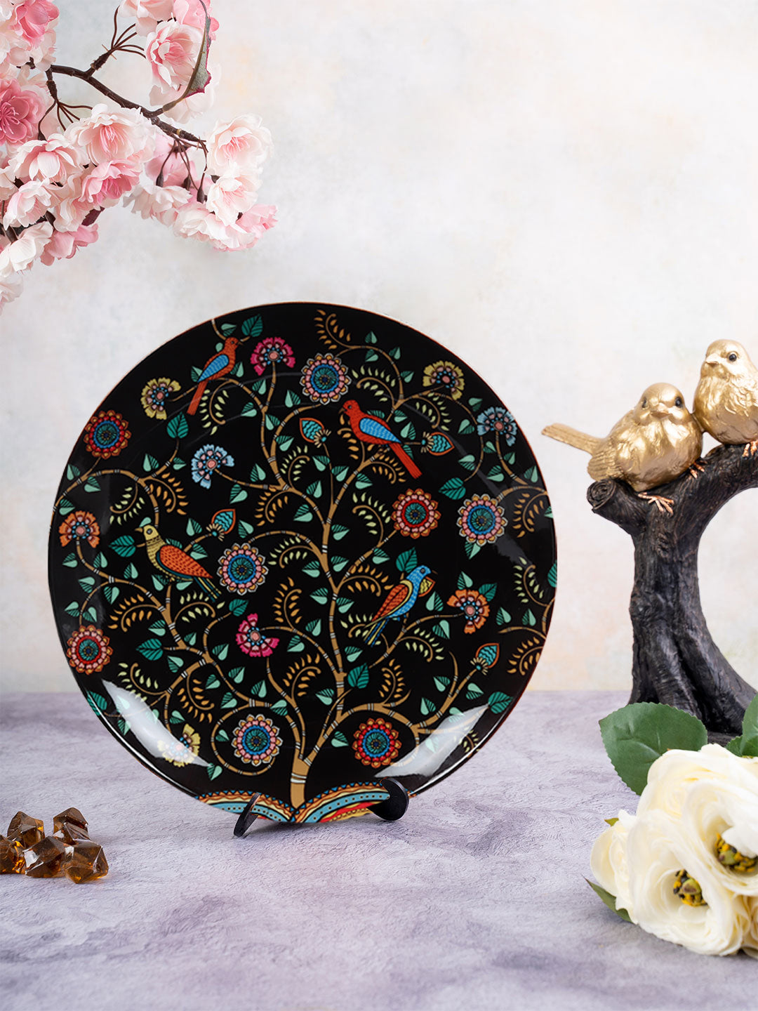 Decorative Wall Plates - Madhubani Art Black