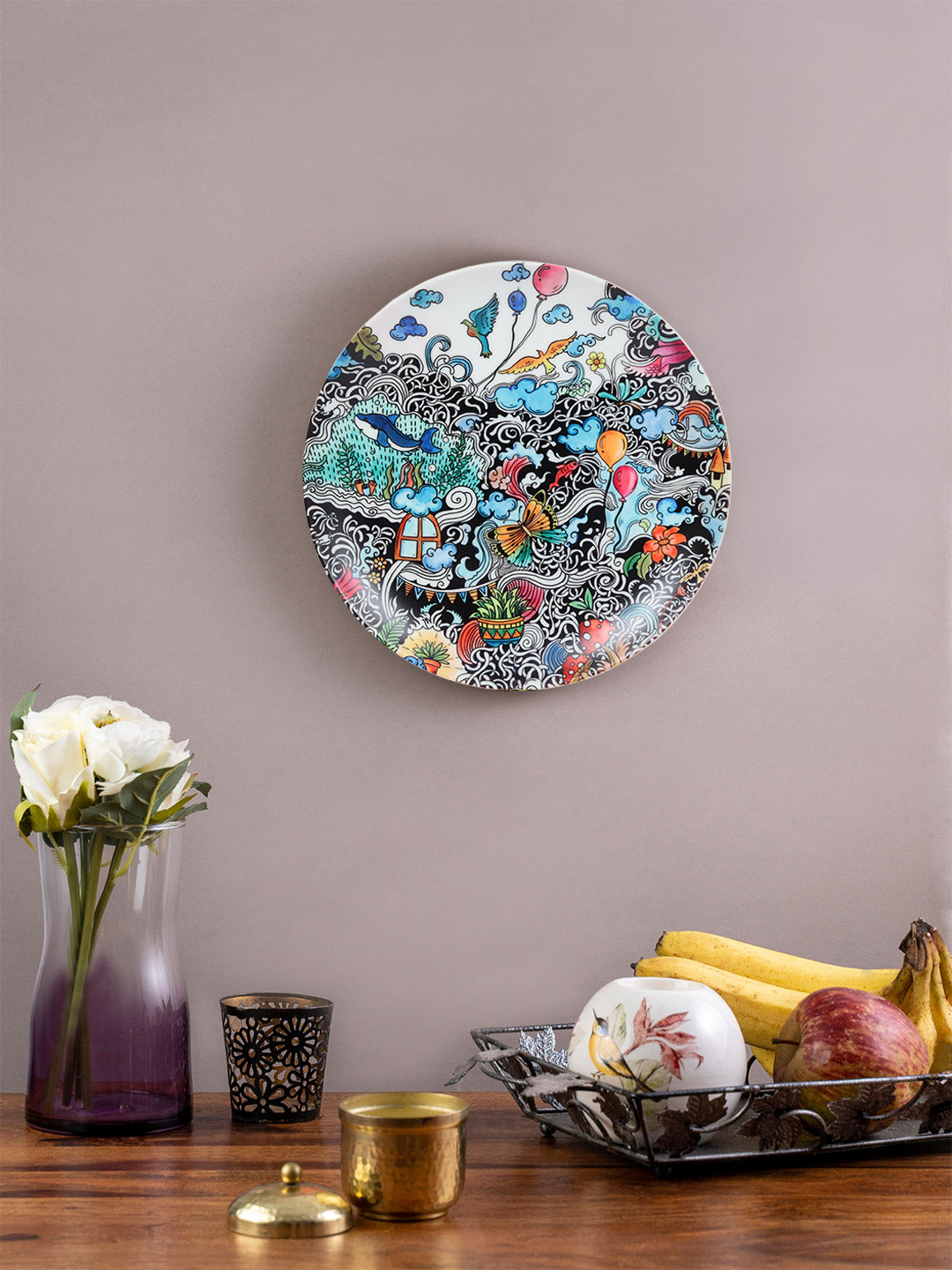 Decorative Wall Plate - Daily Life Doodle Art (Matte Finish)