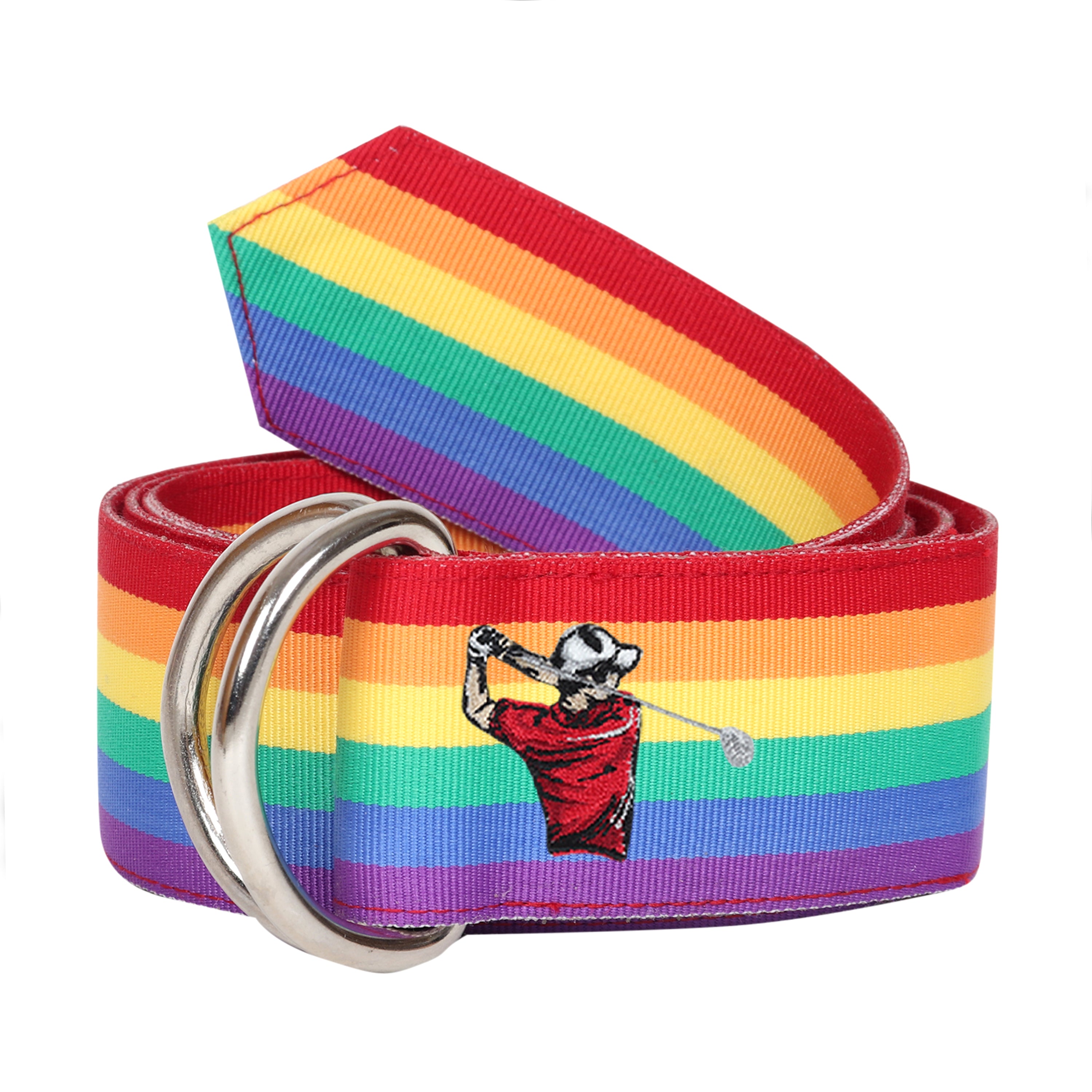 Pride Grosgrain Ribbon D-Ring Embroidered Belt