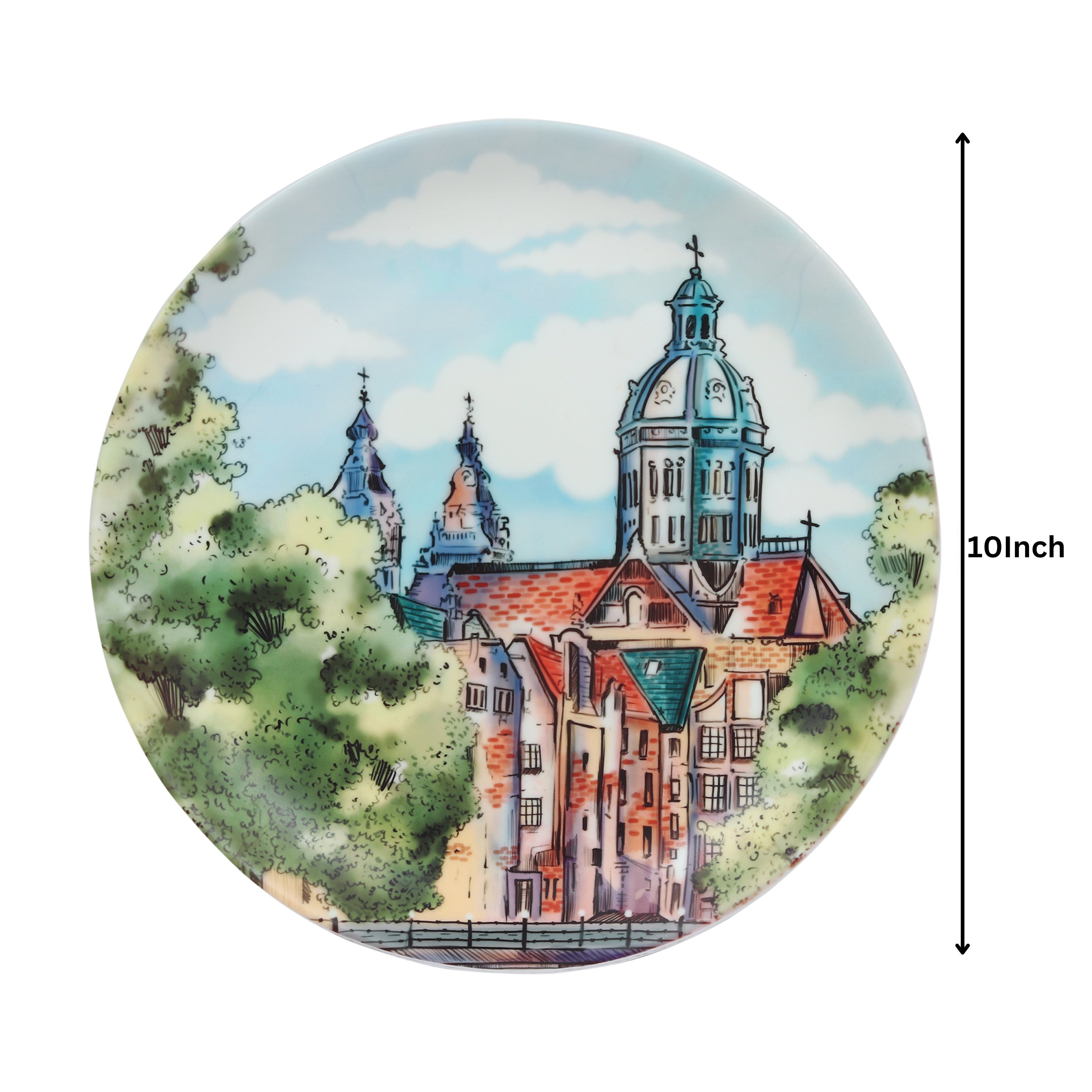 Decorative Wall Plate - European Architecture (Matte Finish)