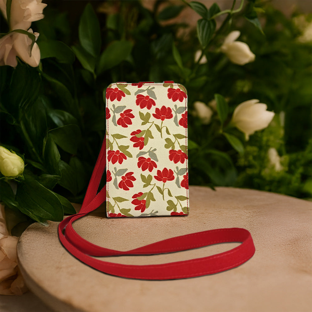 Bold Red Floral Mobile Sling Bag