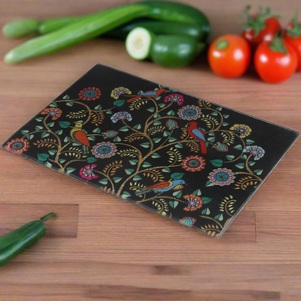 Chopping Board - Madhubani Art - Black