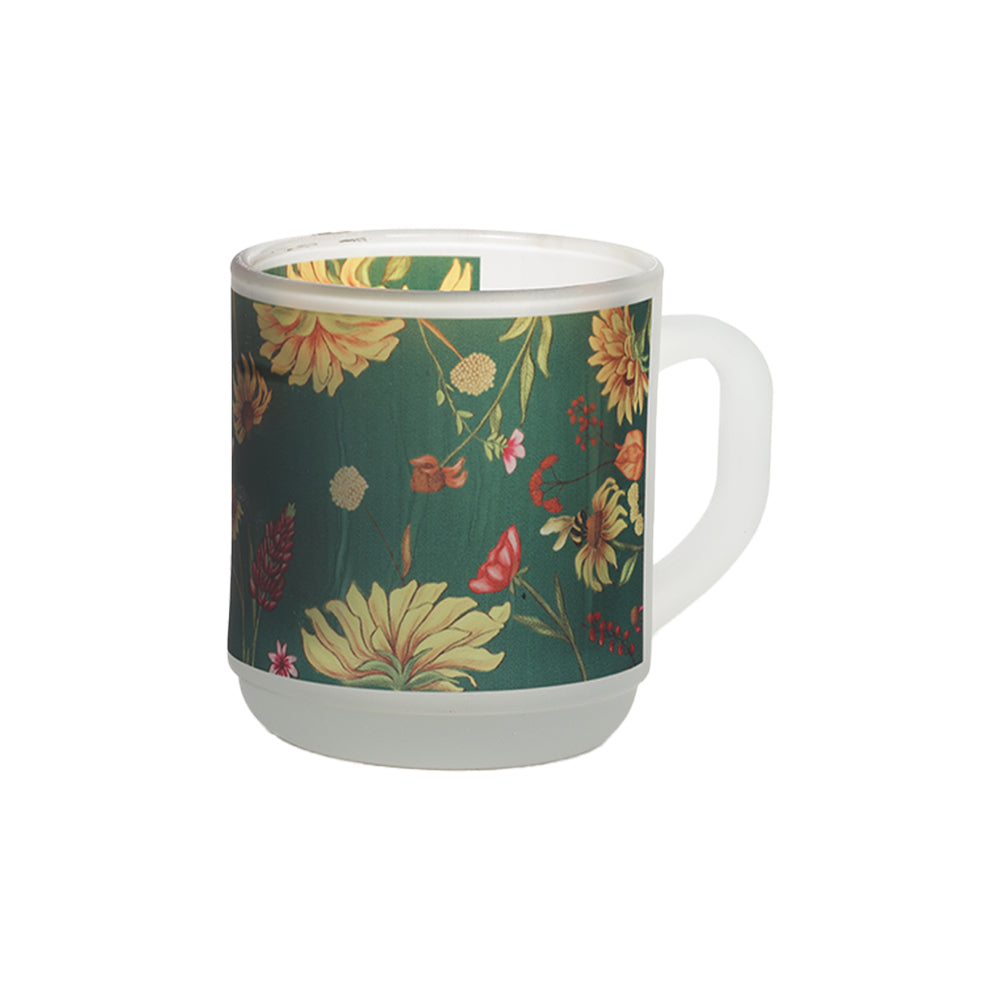 Glass Mugs - Floral Bliss Green