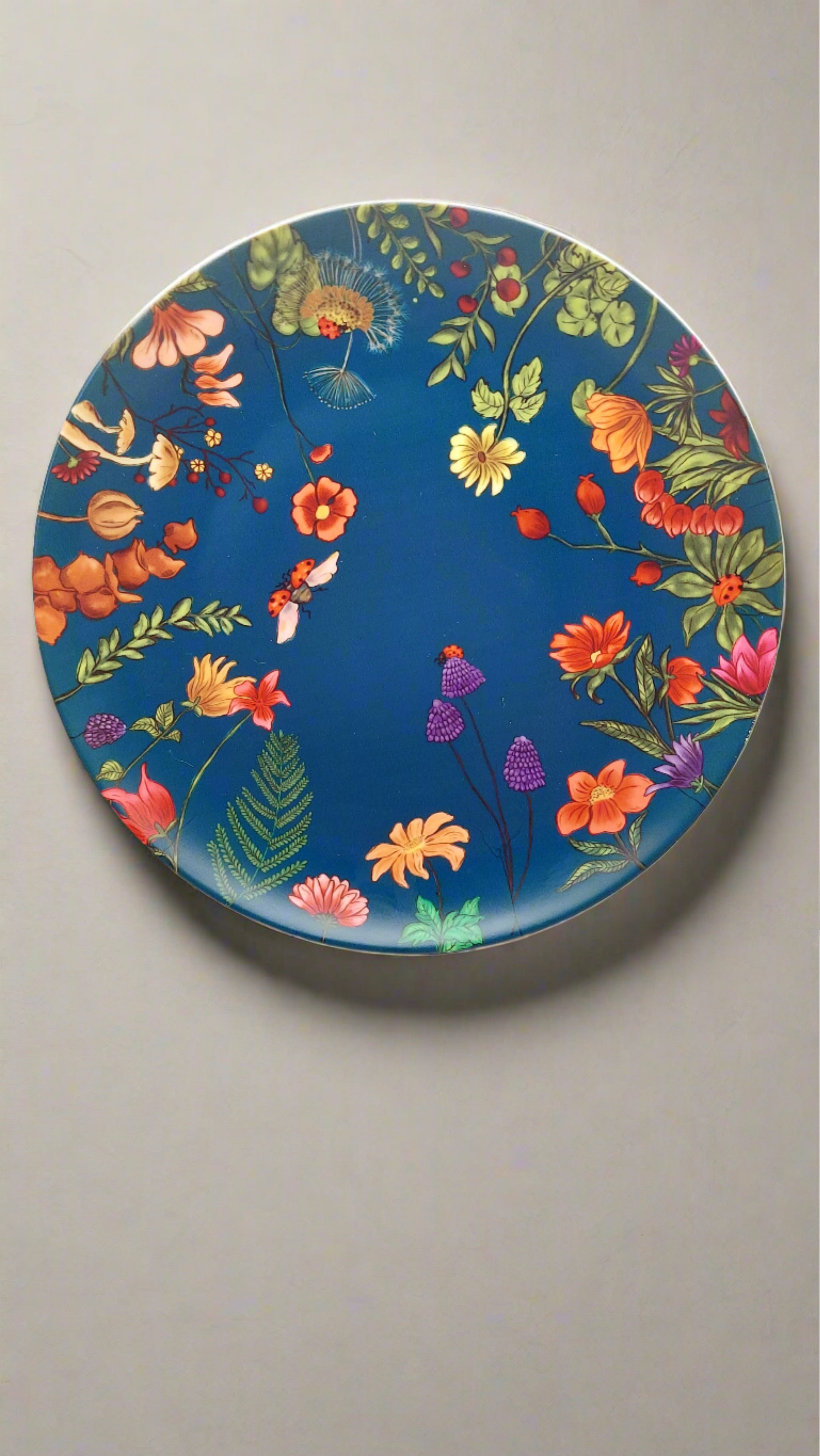 Decorative Wall Plate - Floral Bliss Blue