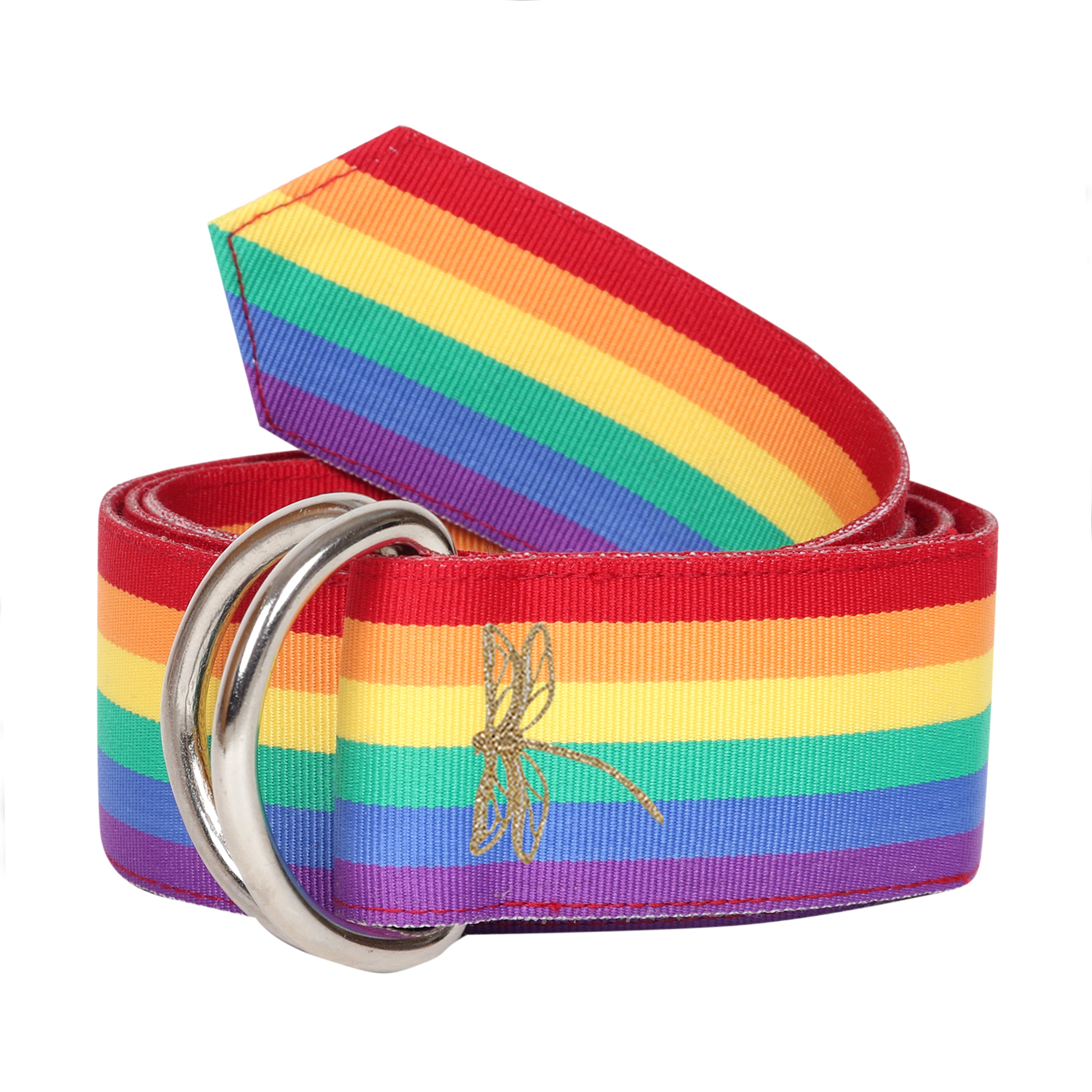 Pride Grosgrain Ribbon D-Ring Embroidered Belt