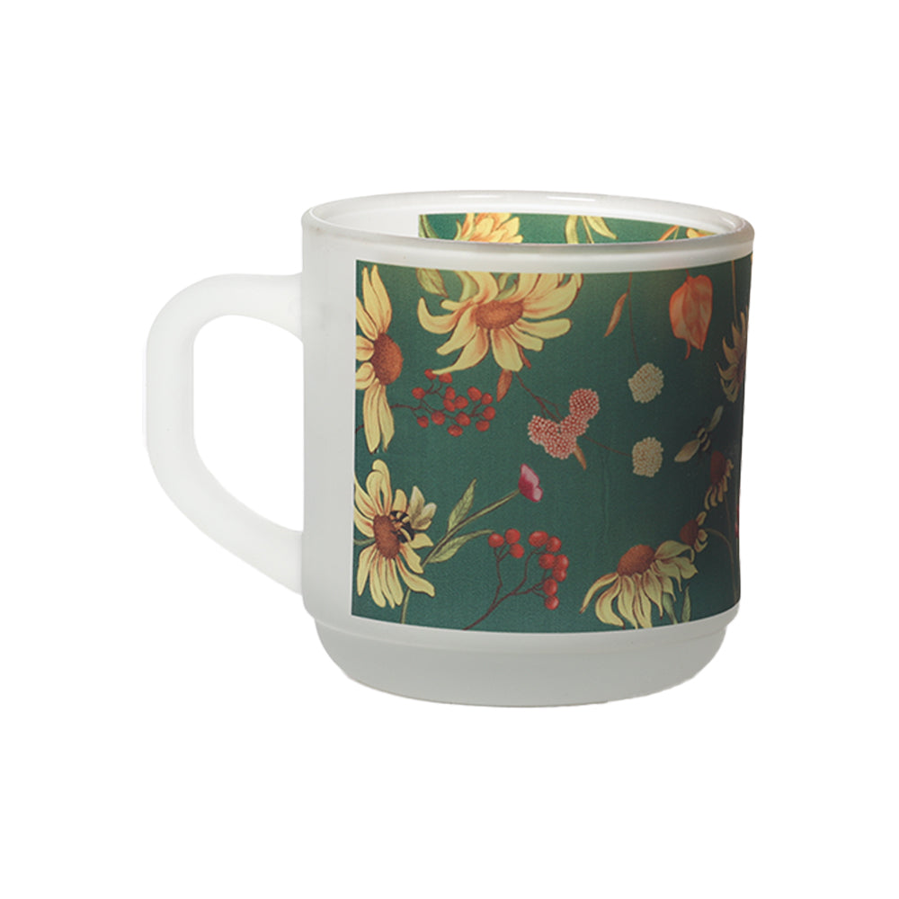 Glass Mugs - Floral Bliss Green