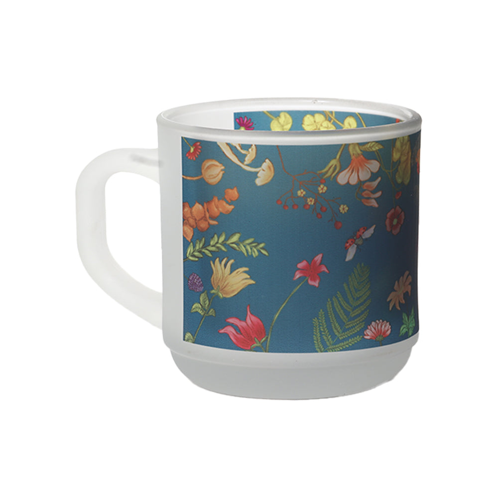 Glass Mugs - Floral Bliss Blue