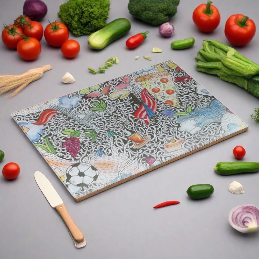 Chopping Board -Around the Sun Doodle Art