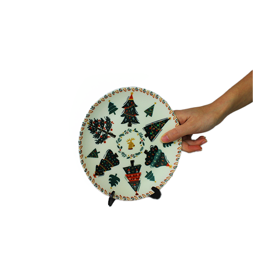 Decorative Wall Plates - A Christmas Tree and Reindeer