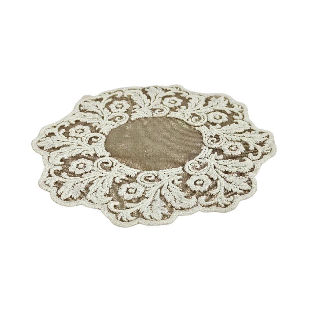 Embroidered Coaster - Antique Ivory