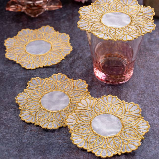 Embroidered Coasters - Lustre Dust