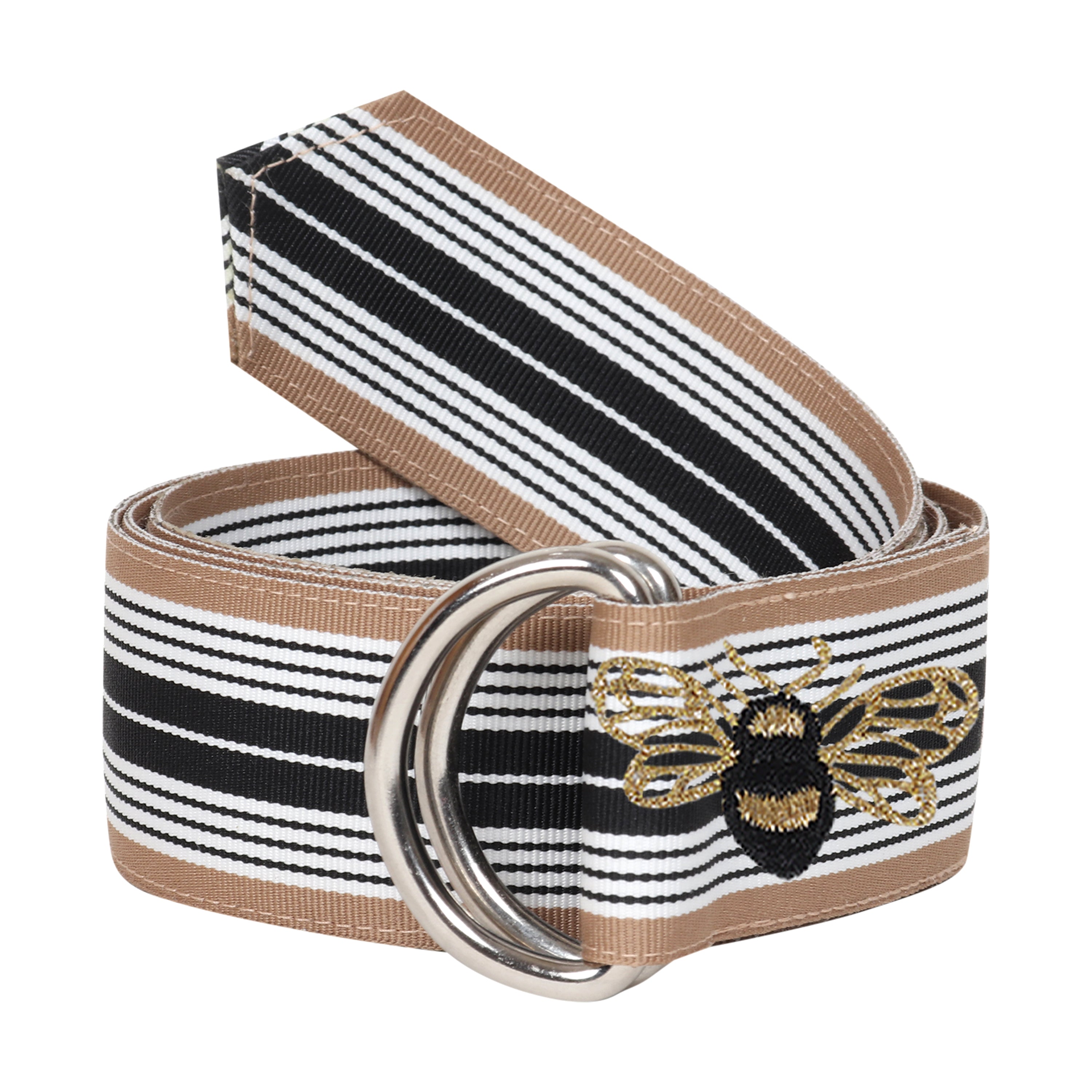 Arden Grosgrain Ribbon D-Ring Embroidered Belts