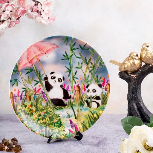 Decorative Wall Plates - Panda loves it when its monsoon
