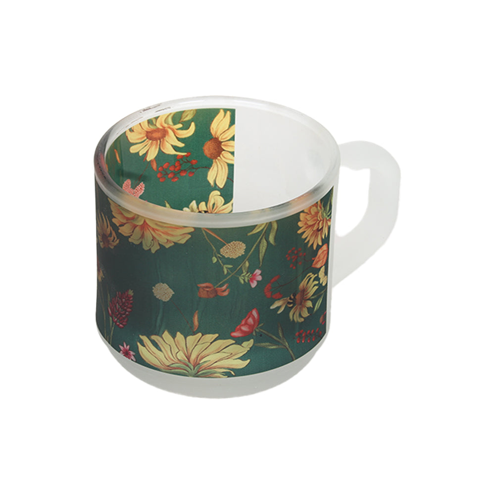 Glass Mugs - Floral Bliss Green