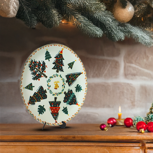 Decorative Wall Plates - A Christmas Tree and Reindeer