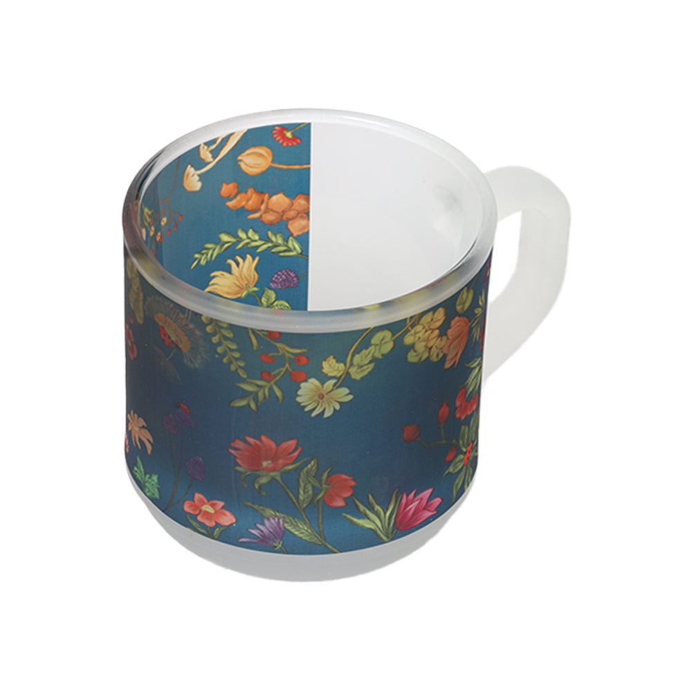 Glass Mugs - Floral Bliss Blue