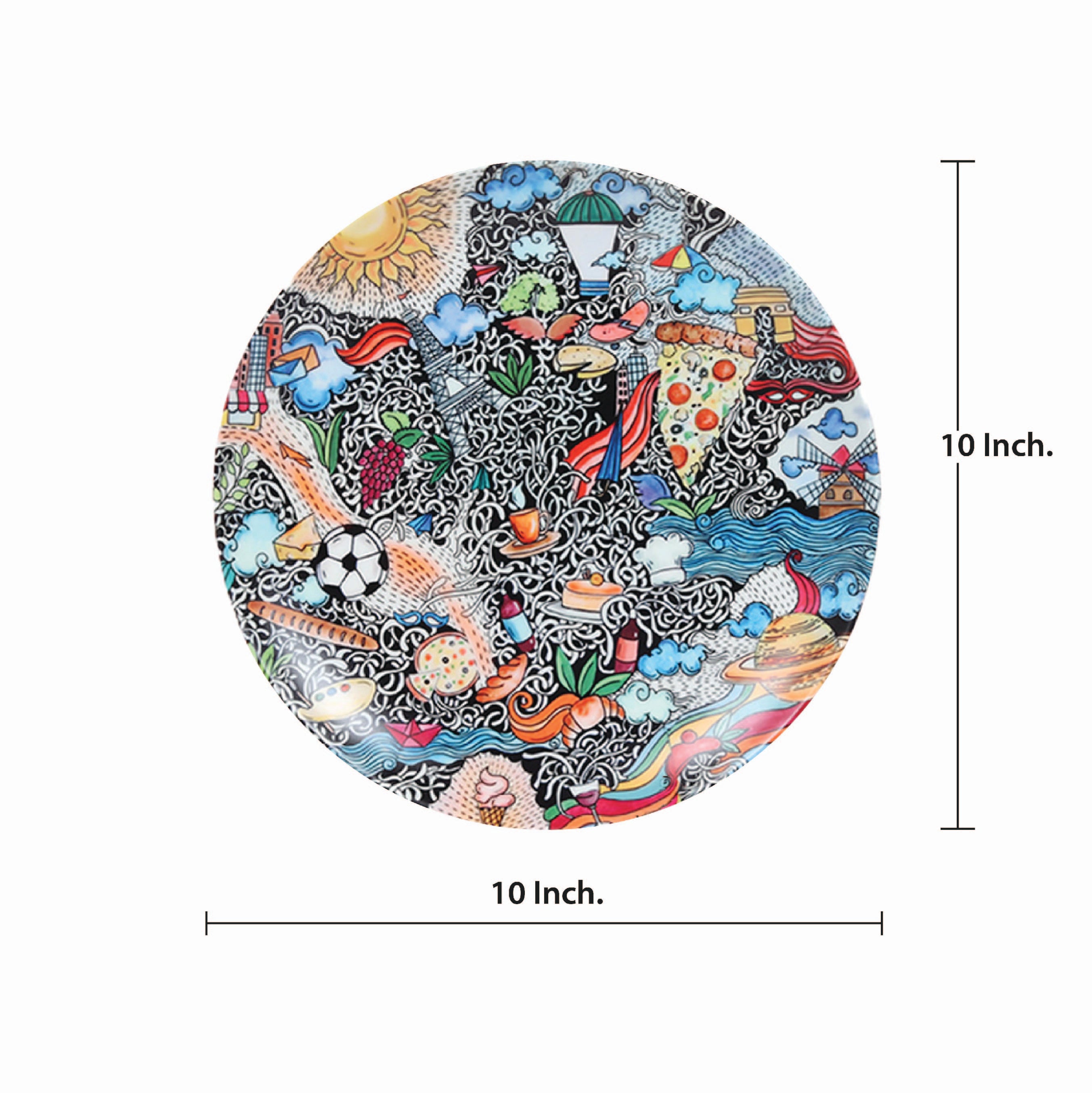 Decorative Wall Plate - Around the Sun Doodle Art (Matte Finish)