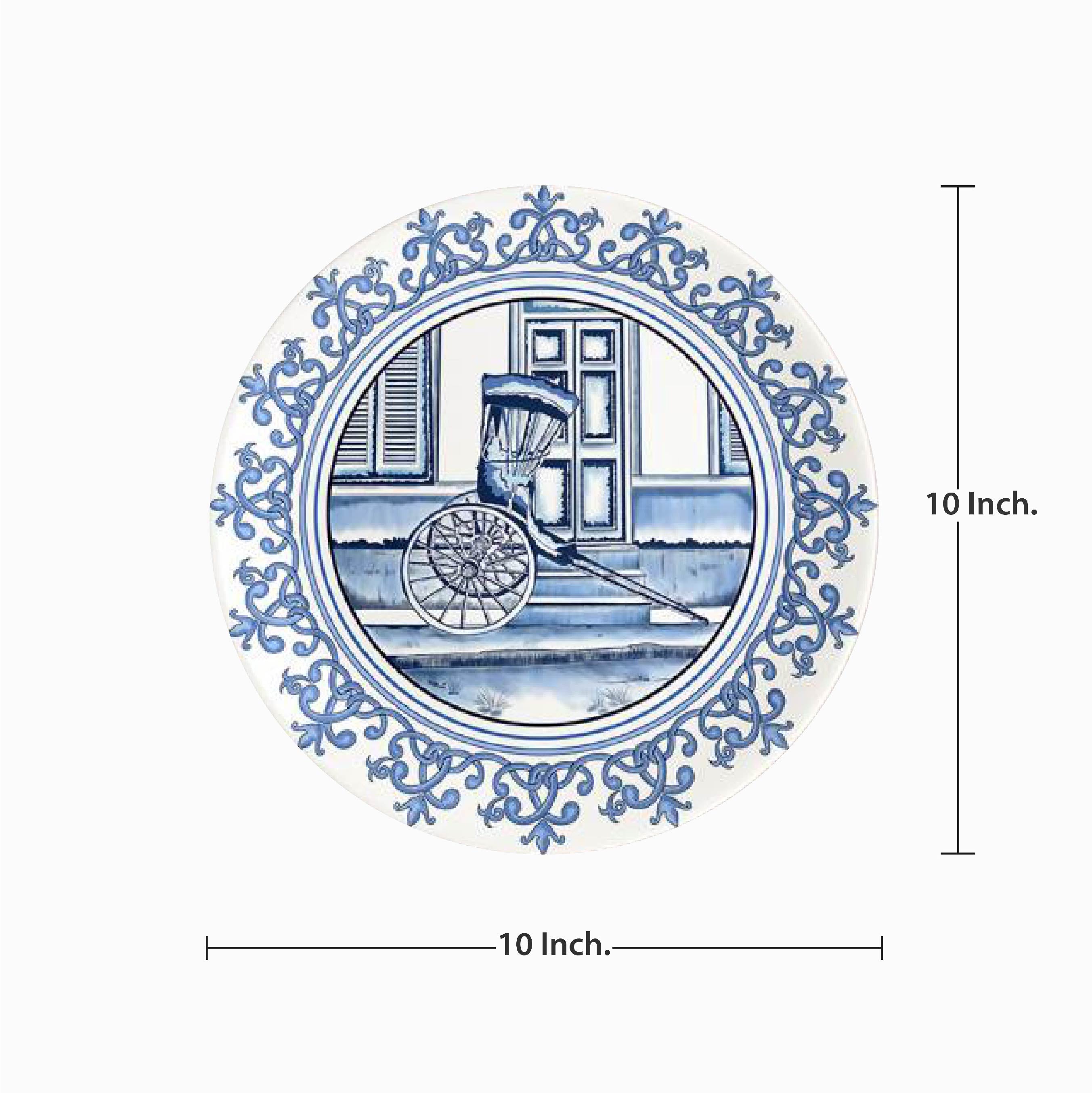 Decorative Wall Plate - Vintage Cart Blue Pottery