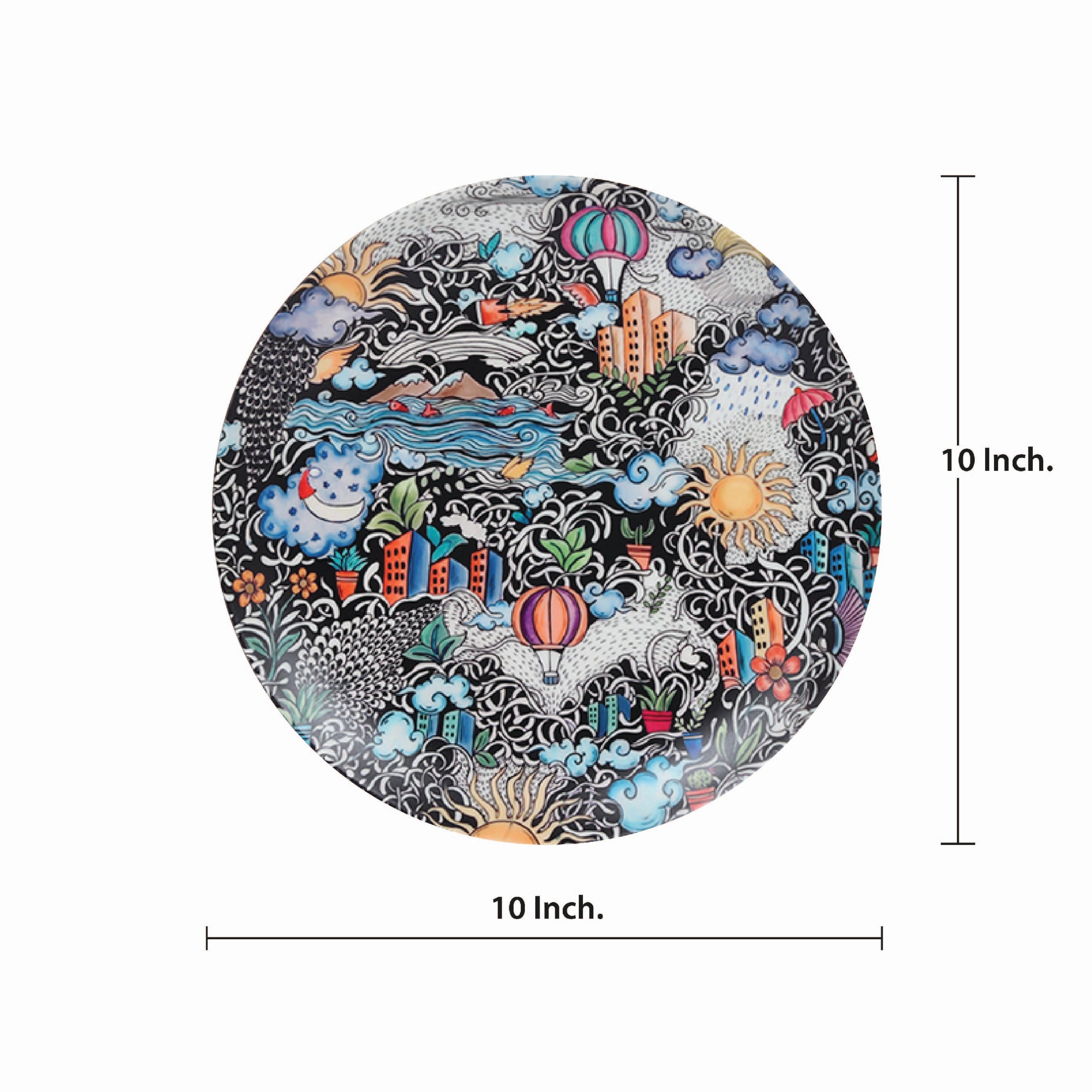 Decorative Wall Plate - City Life Doodle Art (Matte Finish)