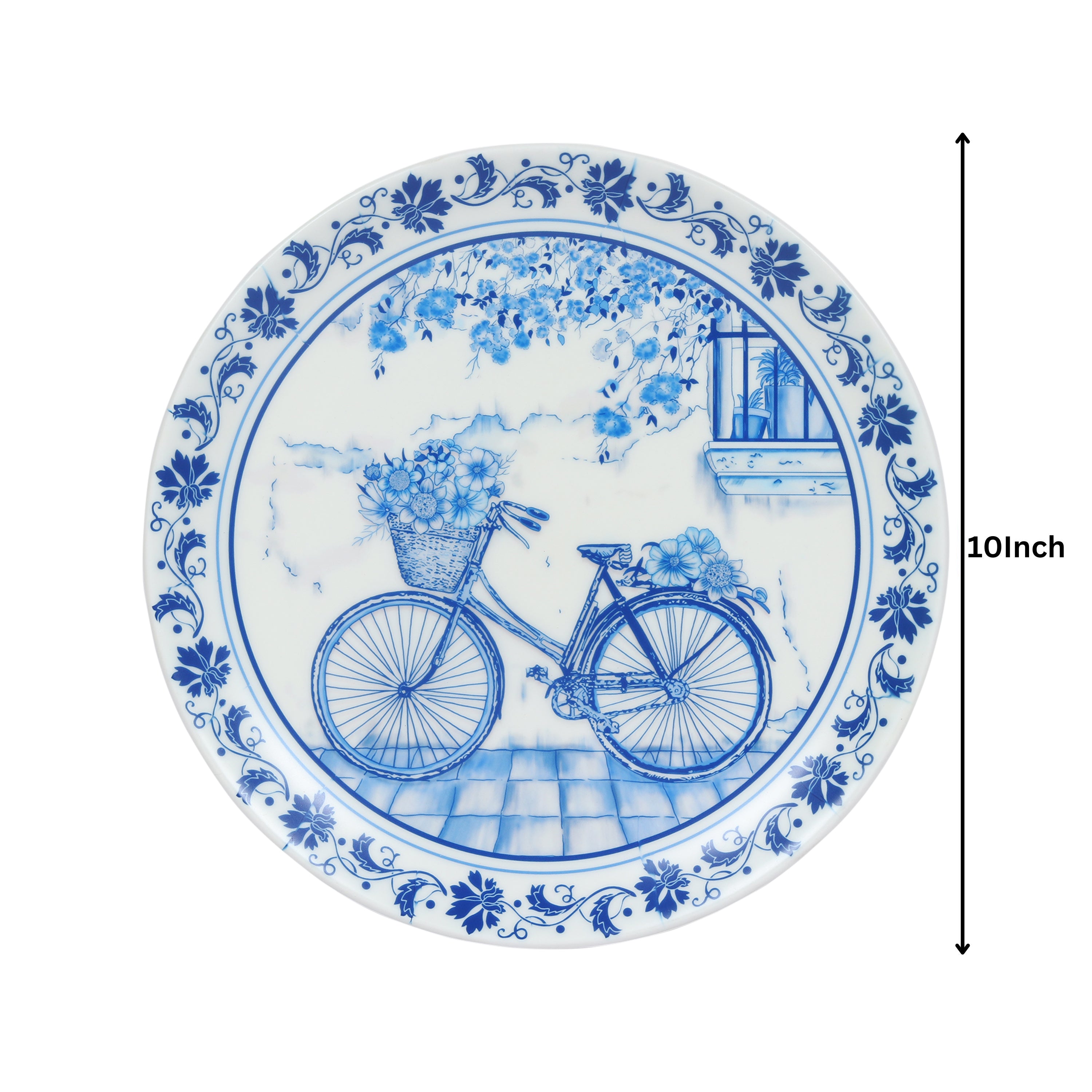 Decorative Wall Plate - Vintage Cycle Blue Pottery