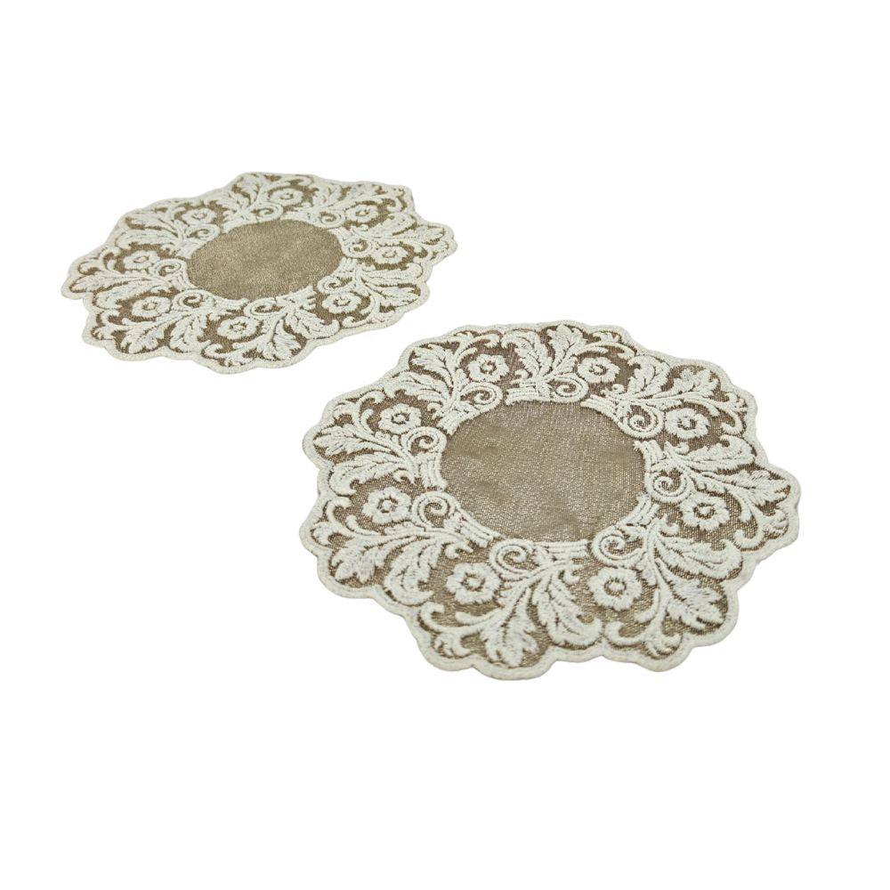 Embroidered Coaster - Antique Ivory