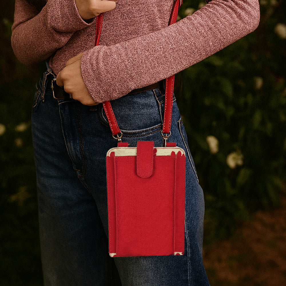 Bold Red Floral Mobile Sling Bag
