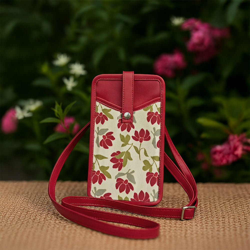 Red PU and Canvas Mobile sling