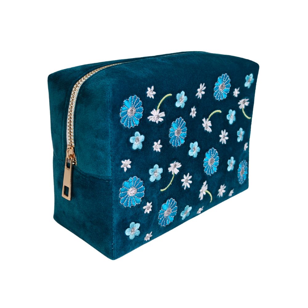 Travel Pouch - Aqua Bloom Scatter