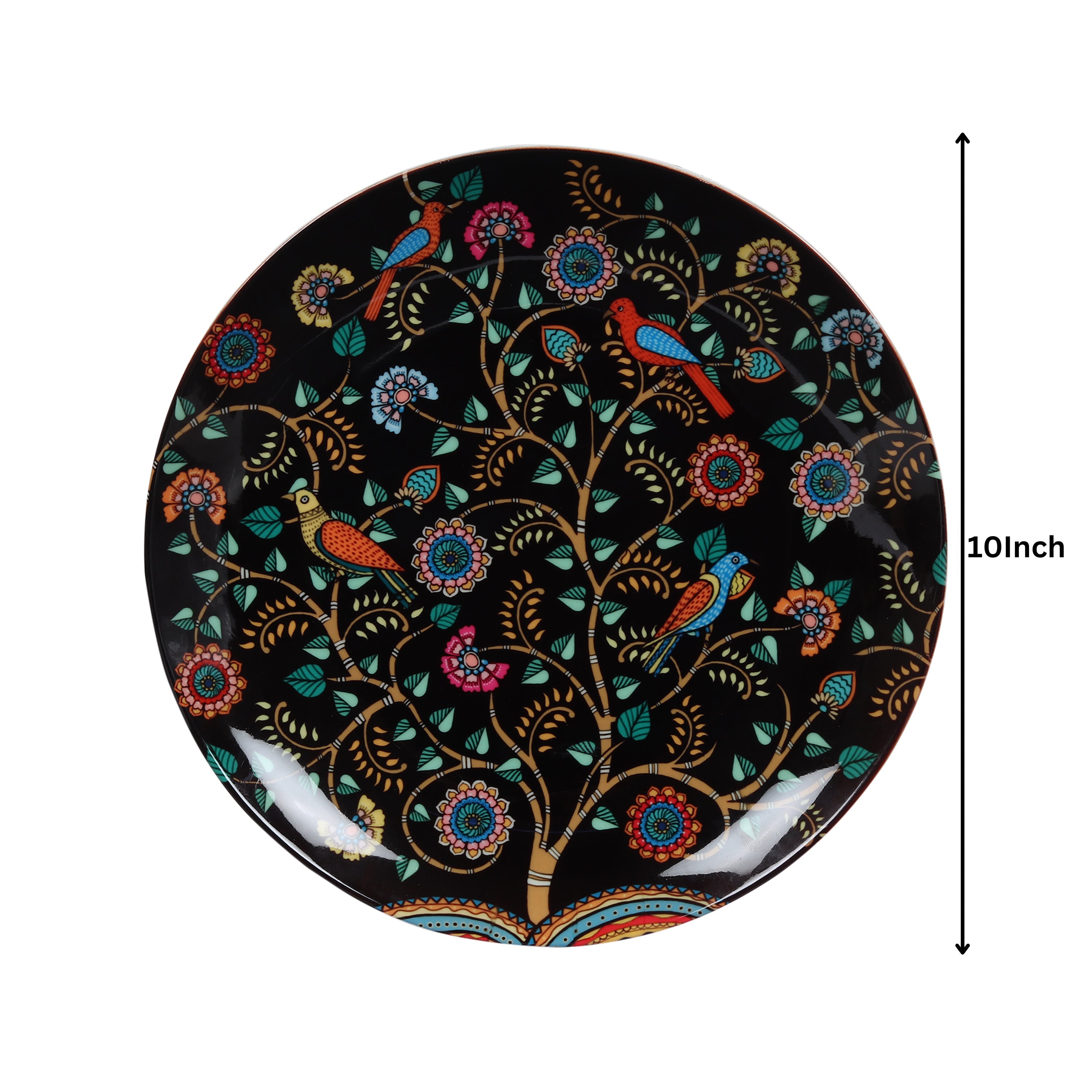 Decorative Wall Plates - Madhubani Art Black