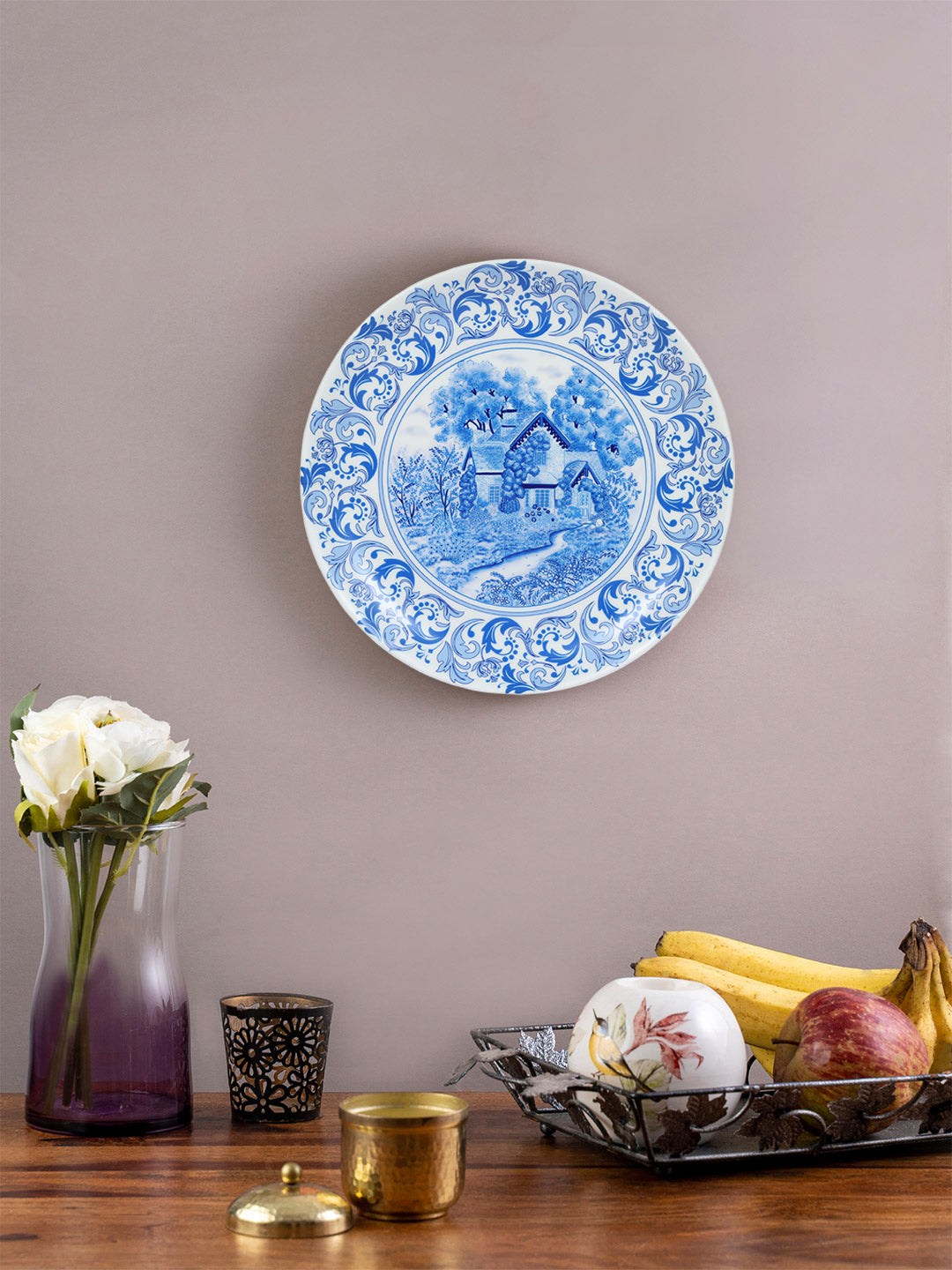 Decorative Wall Plate - Cottage Blue Pottery