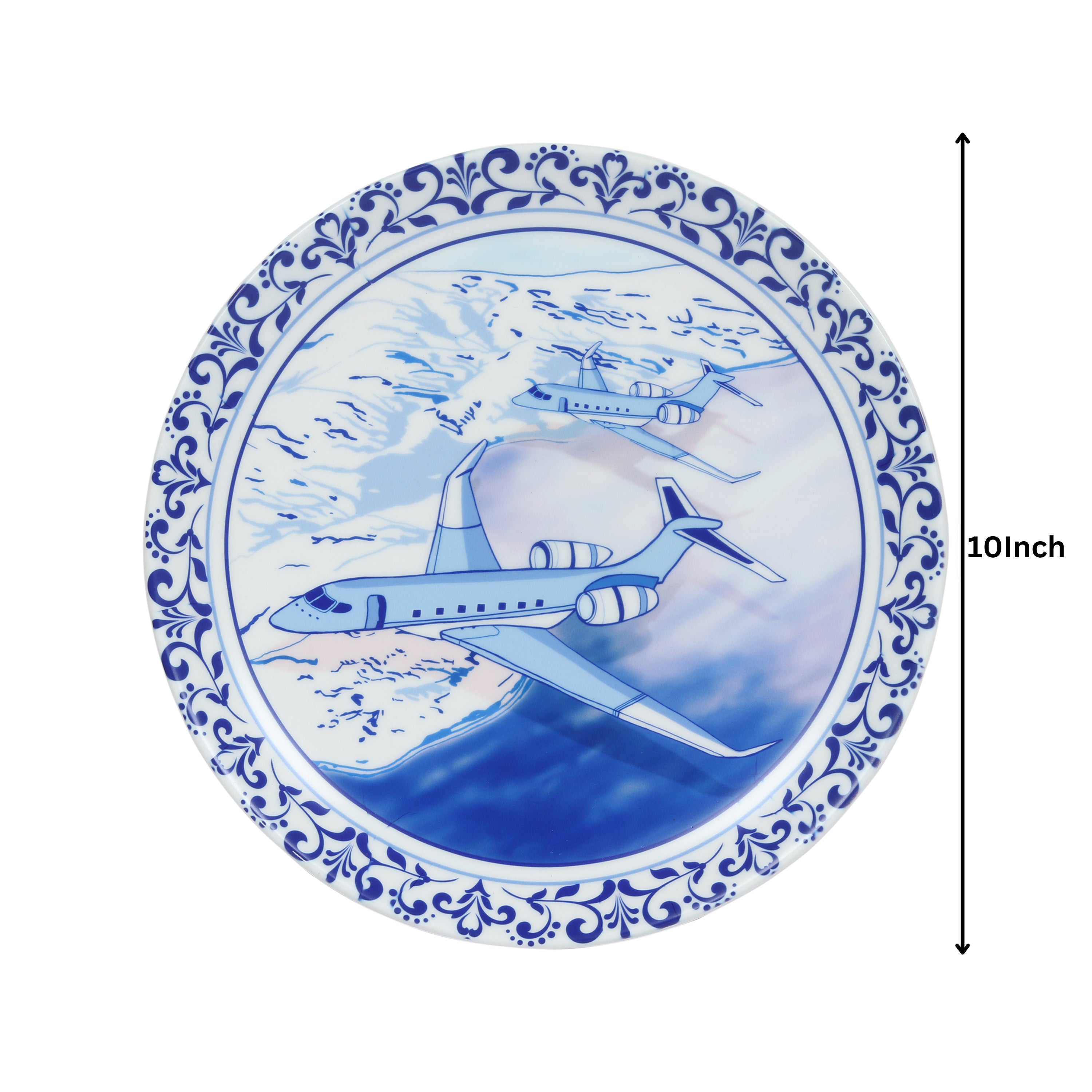 Decorative Wall Plates - Vintage Airplane Blue Pottery